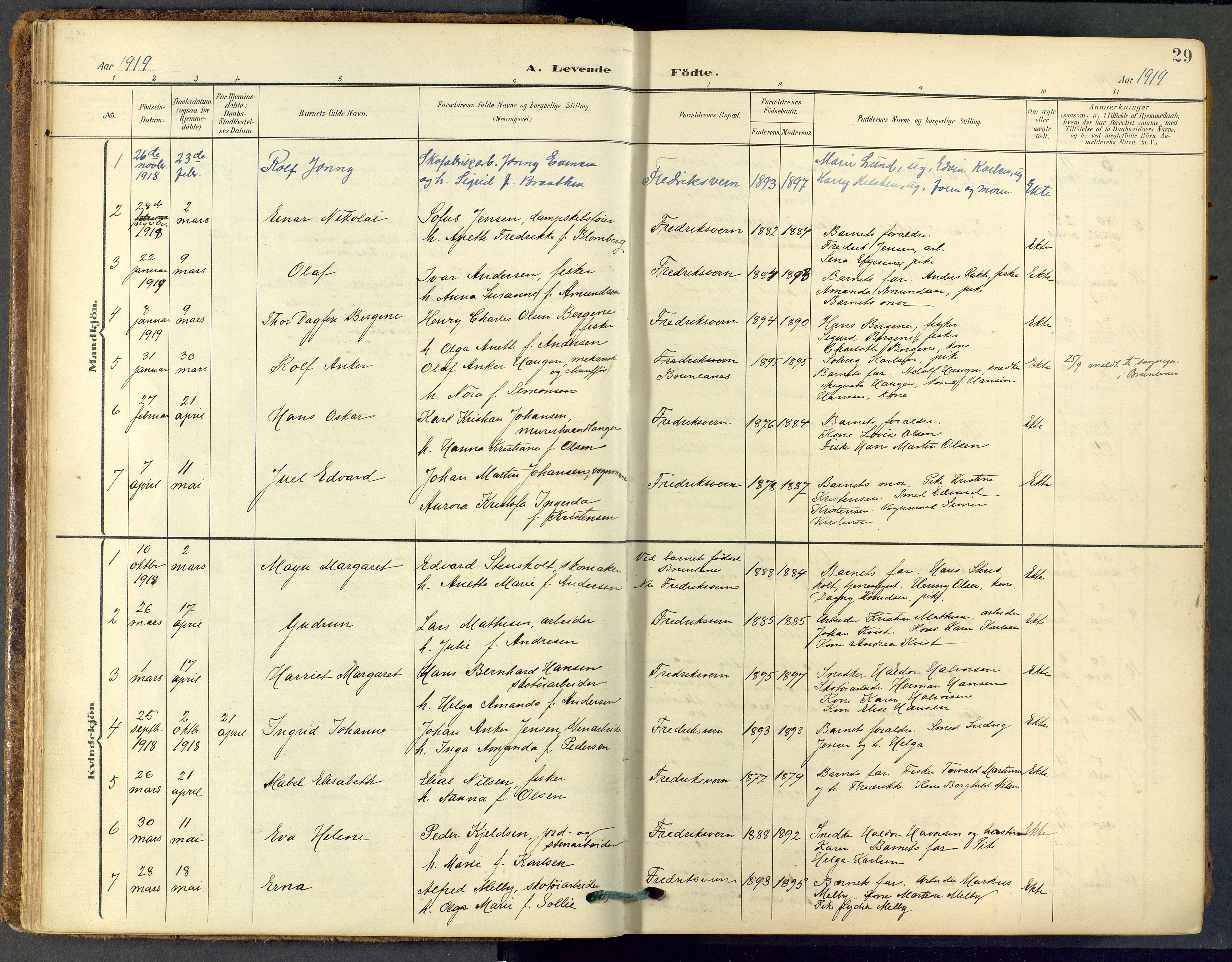 Stavern kirkebøker, SAKO/A-318/F/Fa/L0009: Parish register (official) no. 9, 1906-1955, p. 29