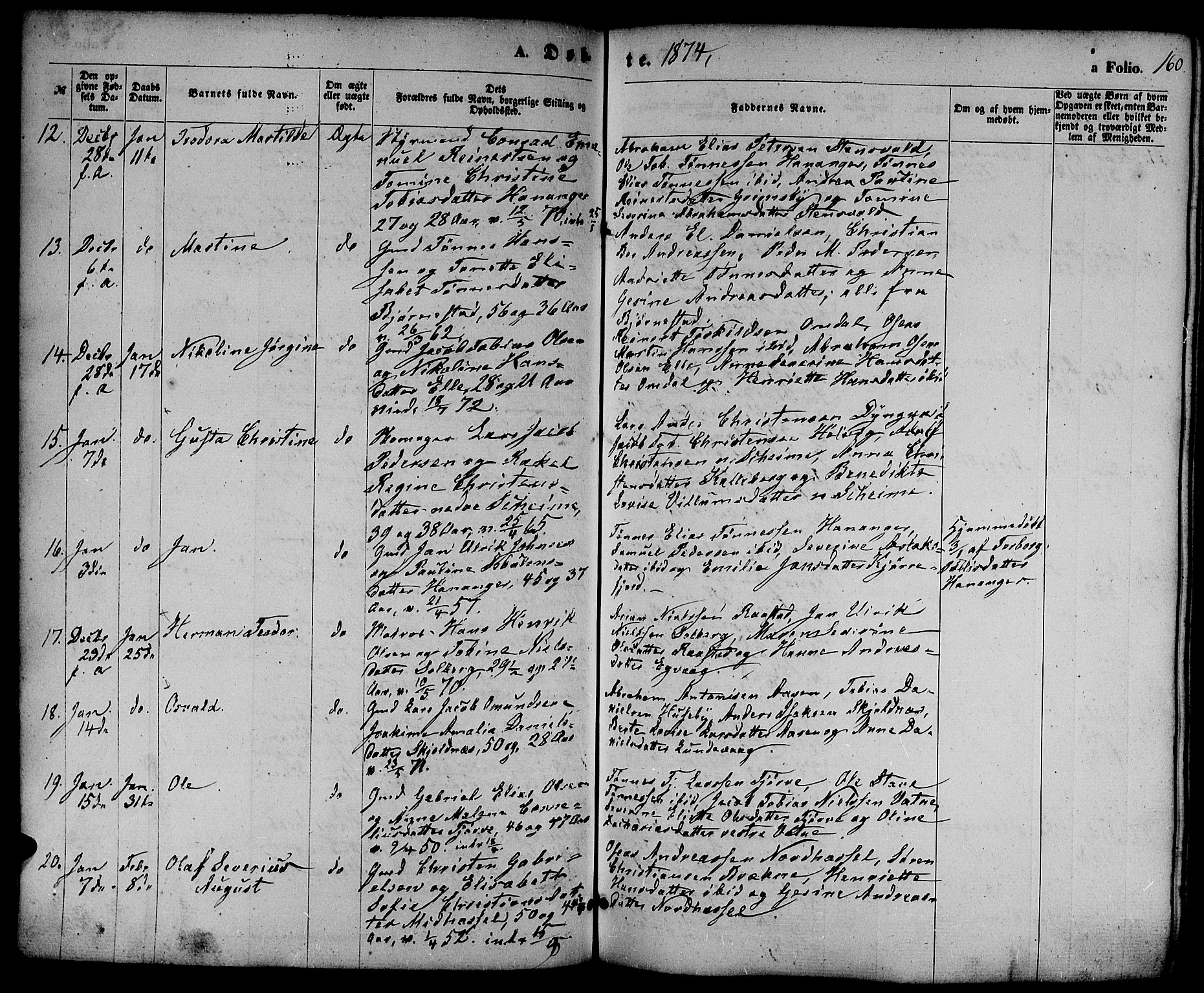 Lista sokneprestkontor, AV/SAK-1111-0027/F/Fb/L0003: Parish register (copy) no. B 3, 1862-1877, p. 160