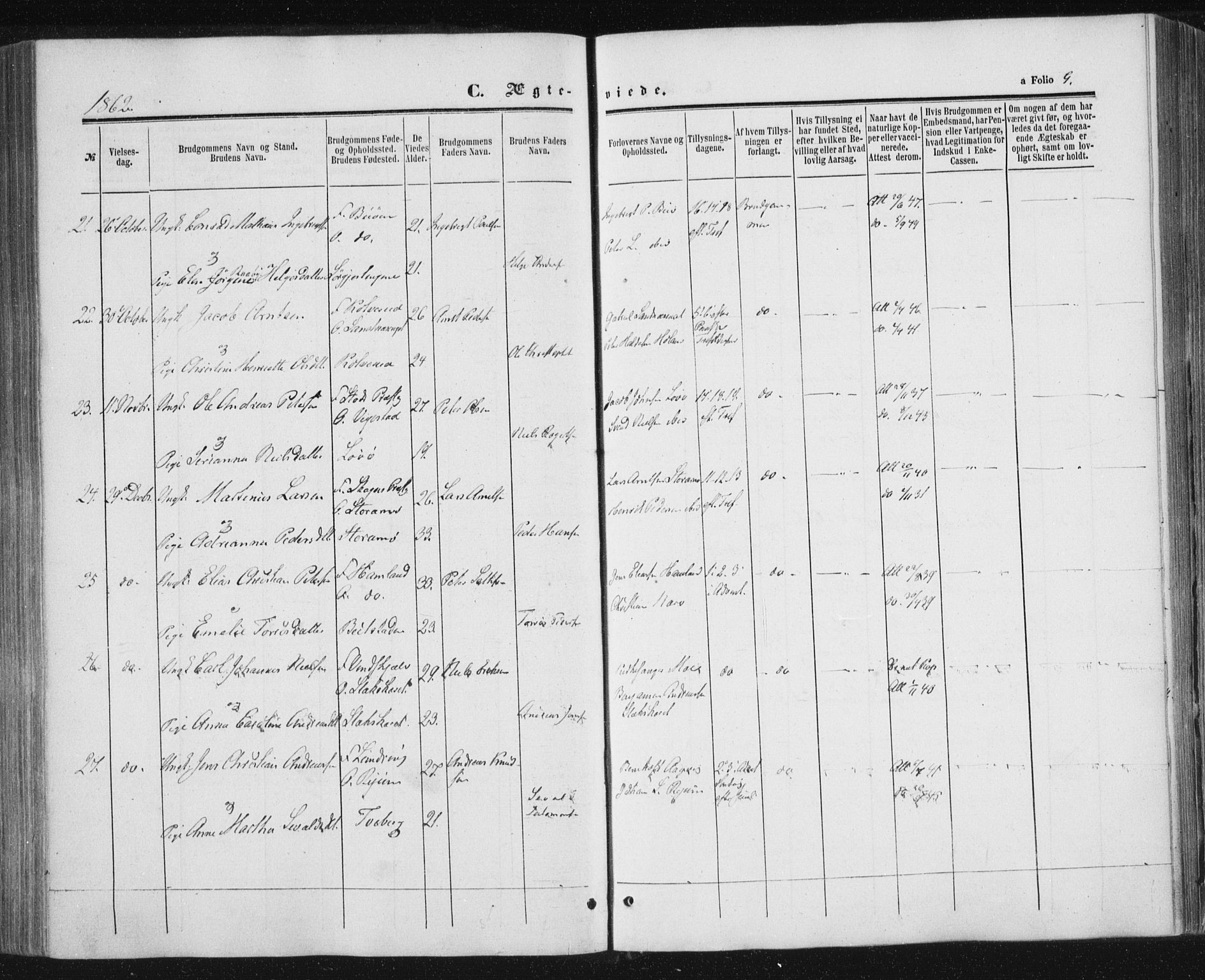 Ministerialprotokoller, klokkerbøker og fødselsregistre - Nord-Trøndelag, AV/SAT-A-1458/784/L0670: Parish register (official) no. 784A05, 1860-1876, p. 9