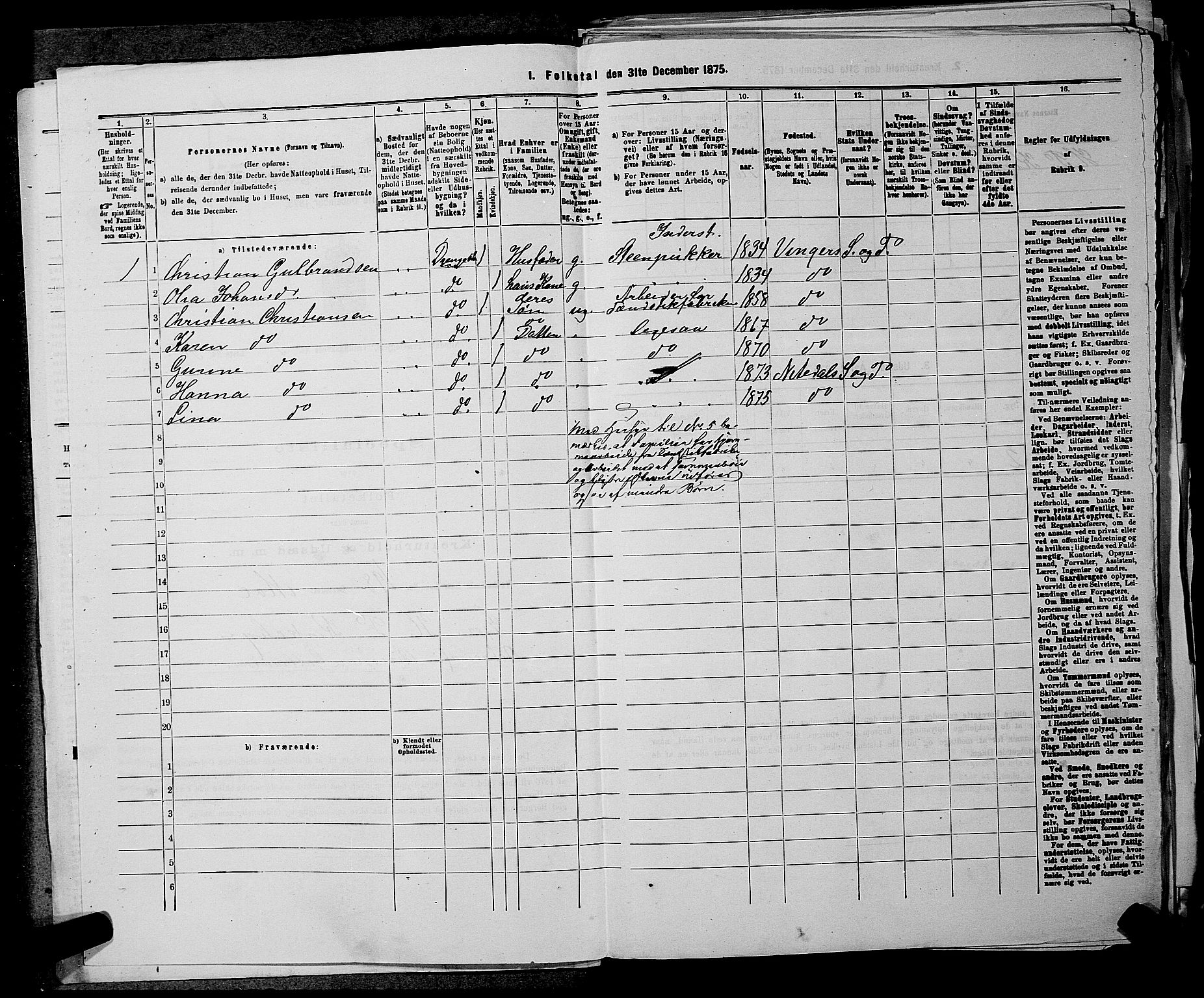 RA, 1875 census for 0233P Nittedal, 1875, p. 406