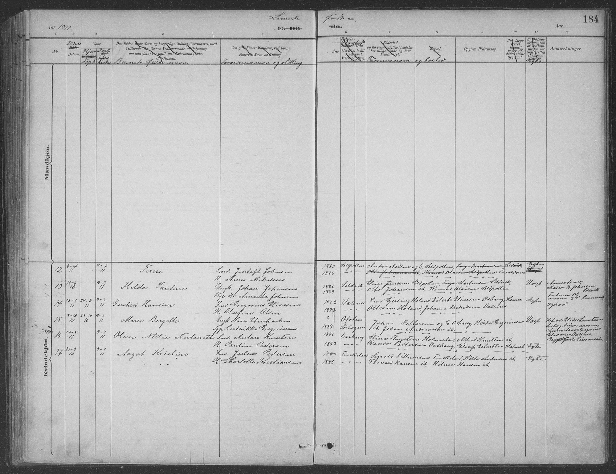 Ministerialprotokoller, klokkerbøker og fødselsregistre - Nordland, AV/SAT-A-1459/890/L1290: Parish register (copy) no. 890C01, 1882-1911, p. 184