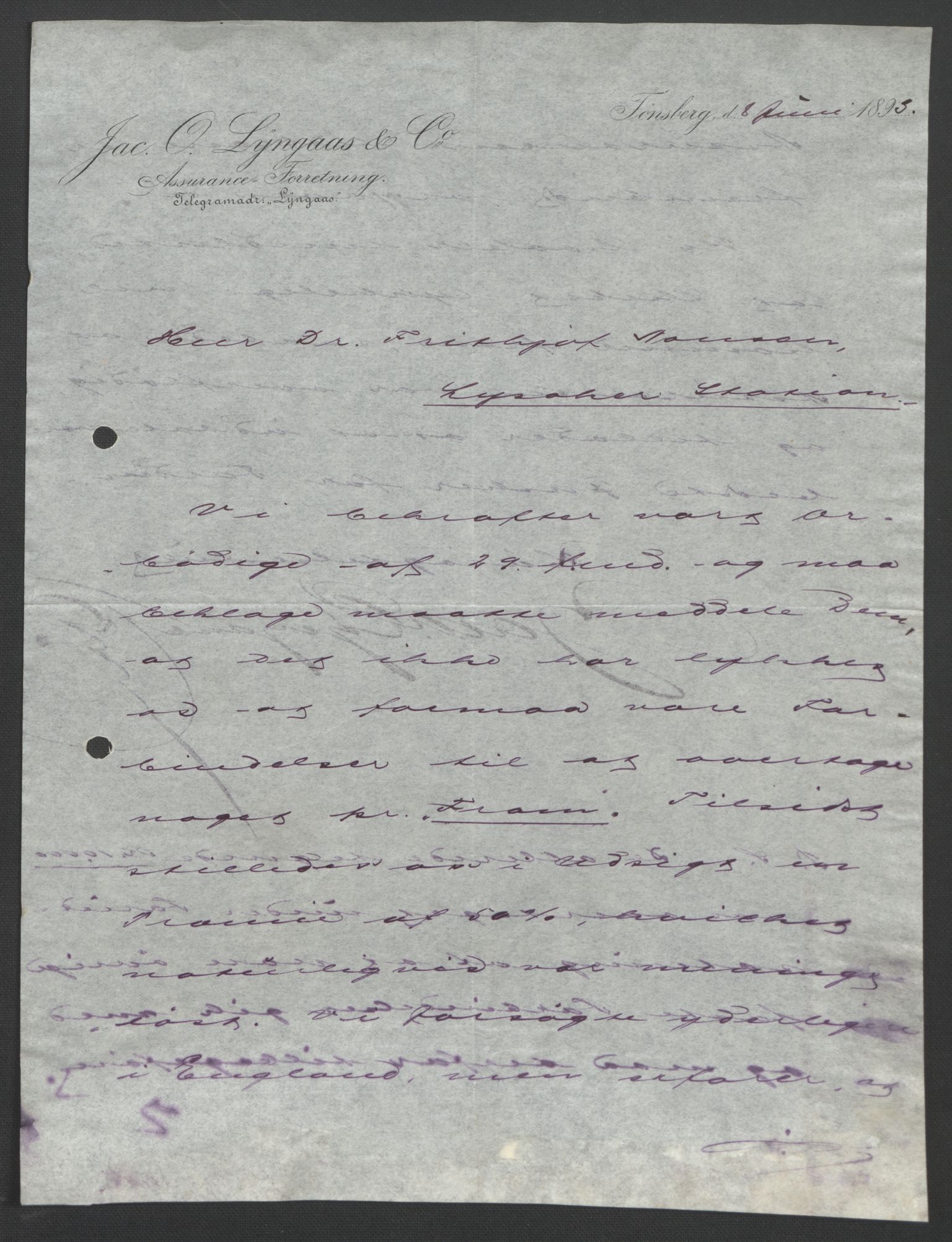 Arbeidskomitéen for Fridtjof Nansens polarekspedisjon, RA/PA-0061/D/L0003/0002: Innk. brev og telegrammer vedr. proviant og utrustning / Utrustningen m.m. - korrespondanse, 1893, p. 247