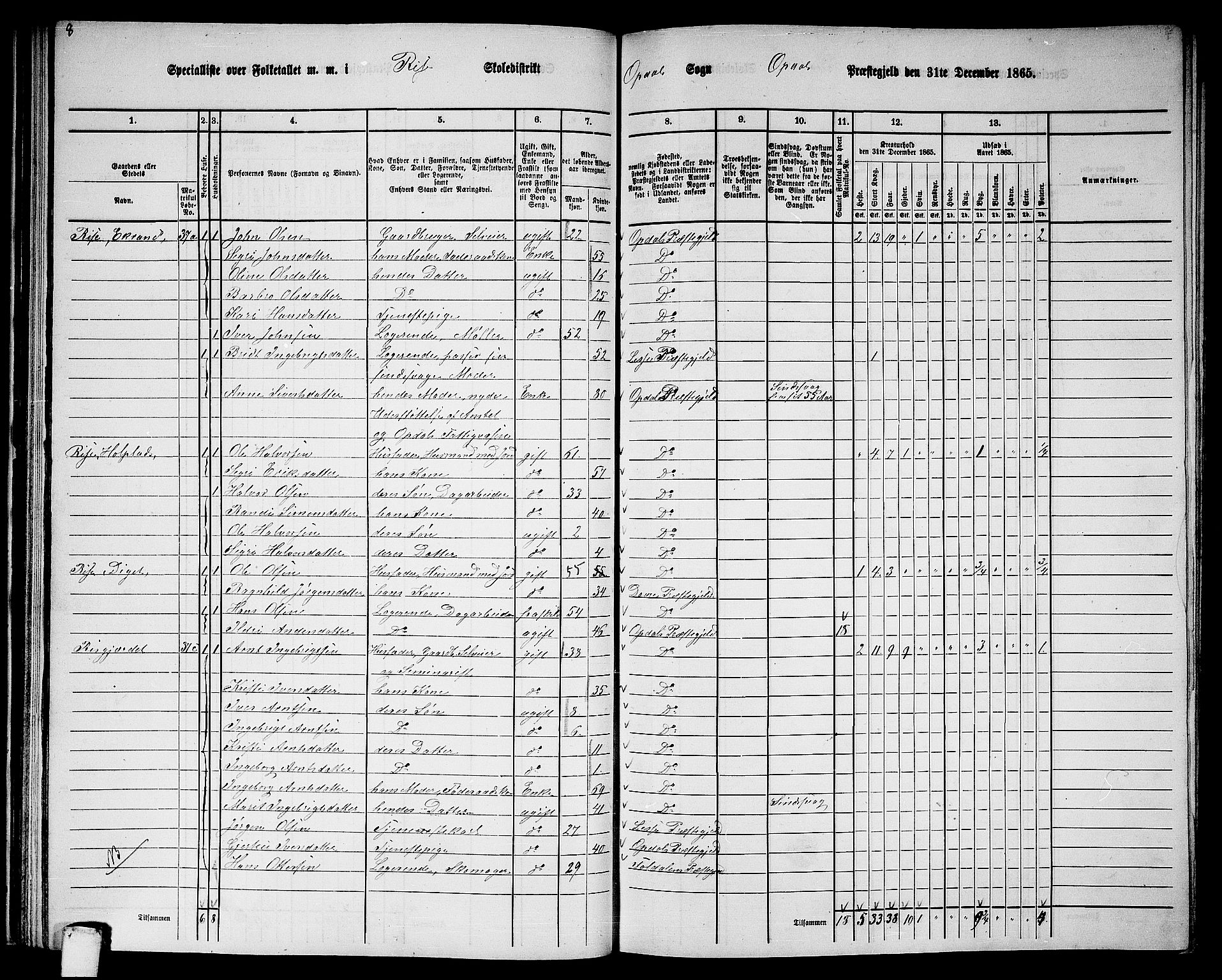 RA, 1865 census for Oppdal, 1865, p. 46
