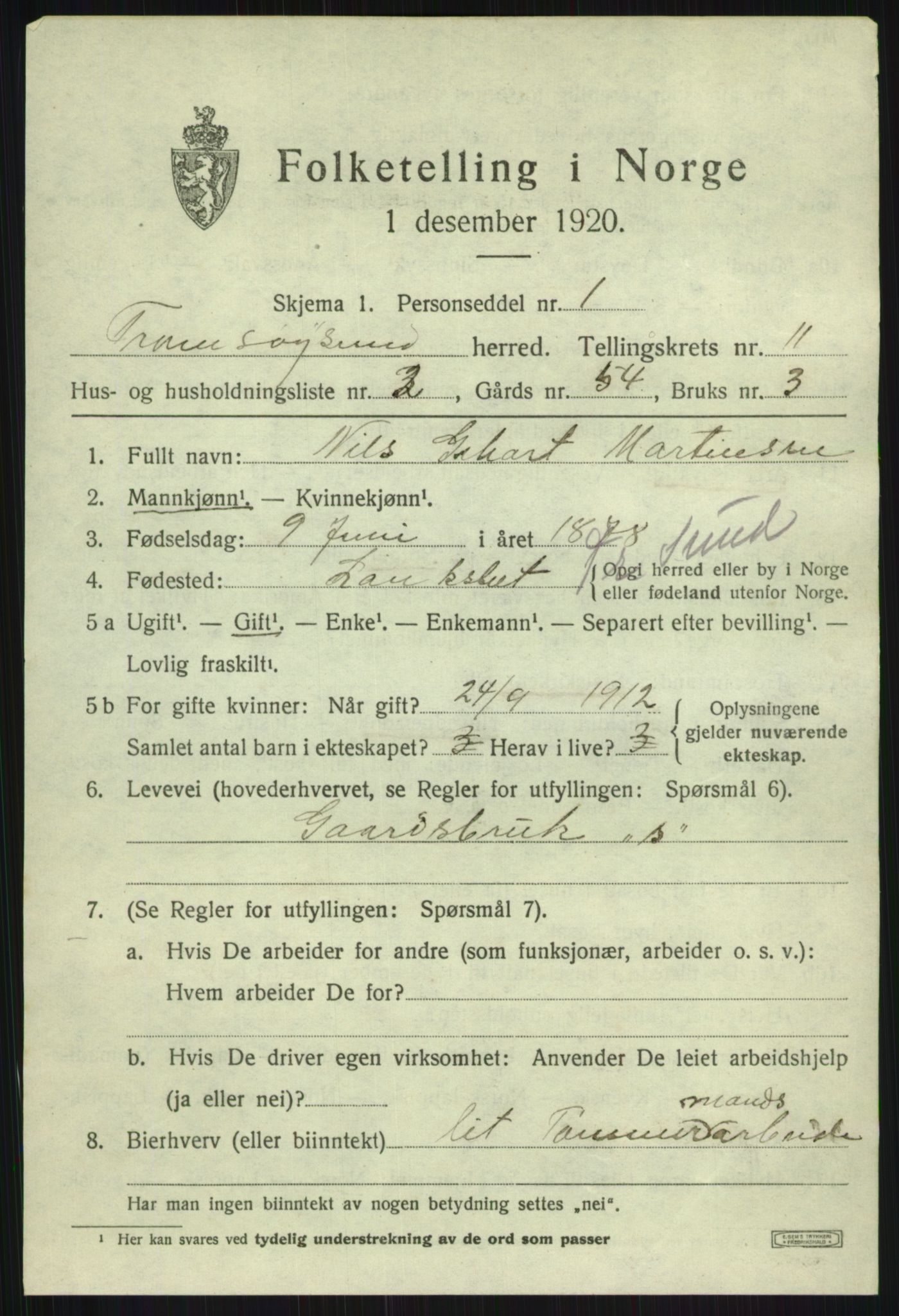 SATØ, 1920 census for Tromsøysund, 1920, p. 7266
