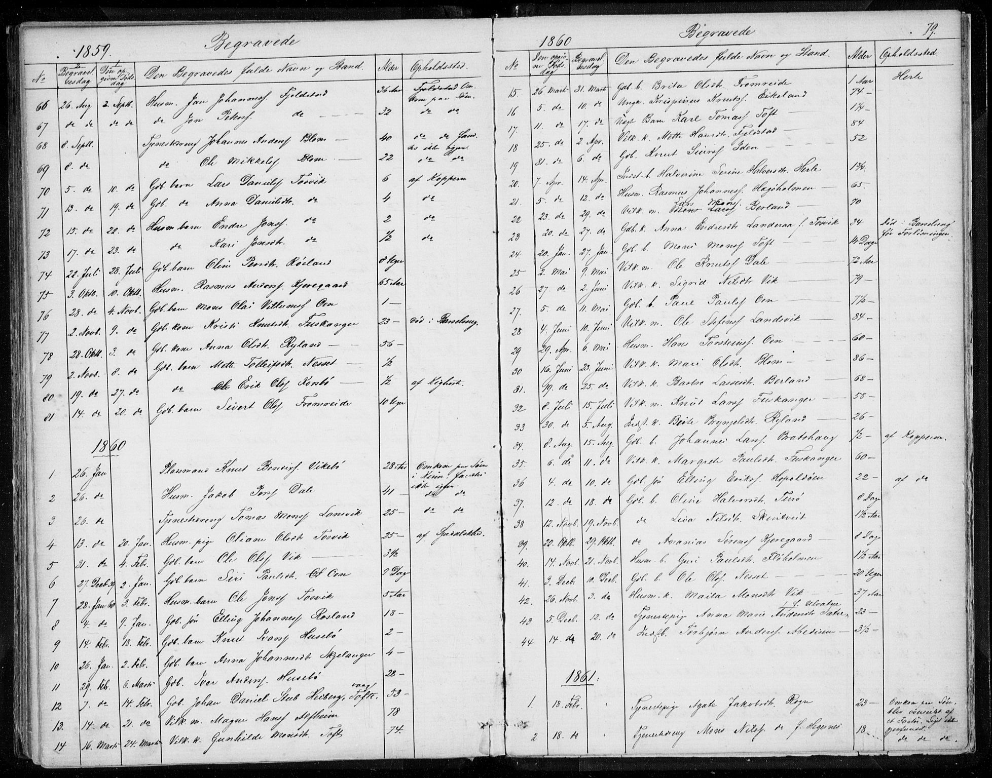 Herdla Sokneprestembete, AV/SAB-A-75701/H/Haa: Parish register (official) no. A 1, 1855-1869, p. 79