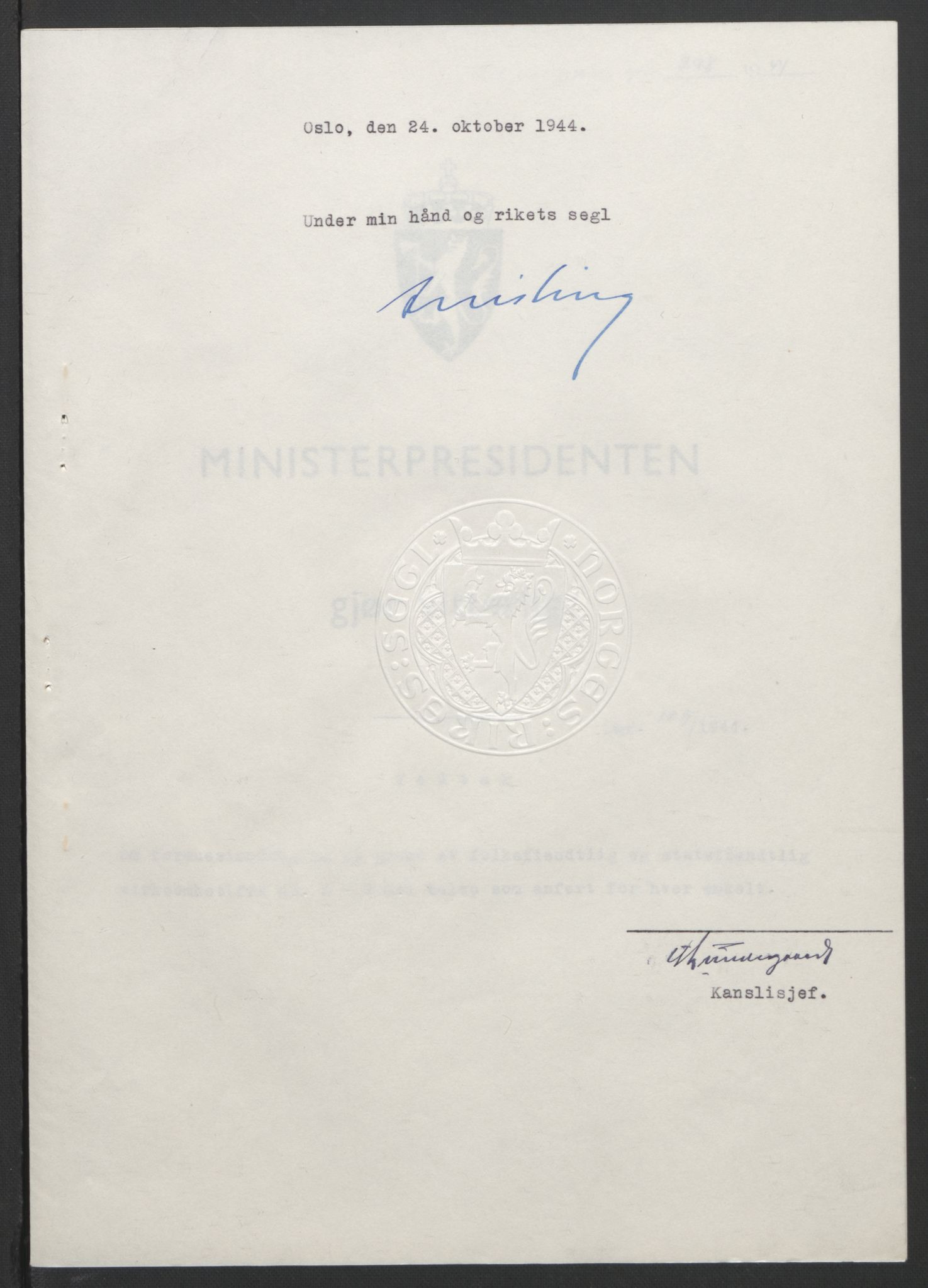 NS-administrasjonen 1940-1945 (Statsrådsekretariatet, de kommisariske statsråder mm), AV/RA-S-4279/D/Db/L0111/0003: Saker fra krigsårene / Journal, 1940-1945, p. 343