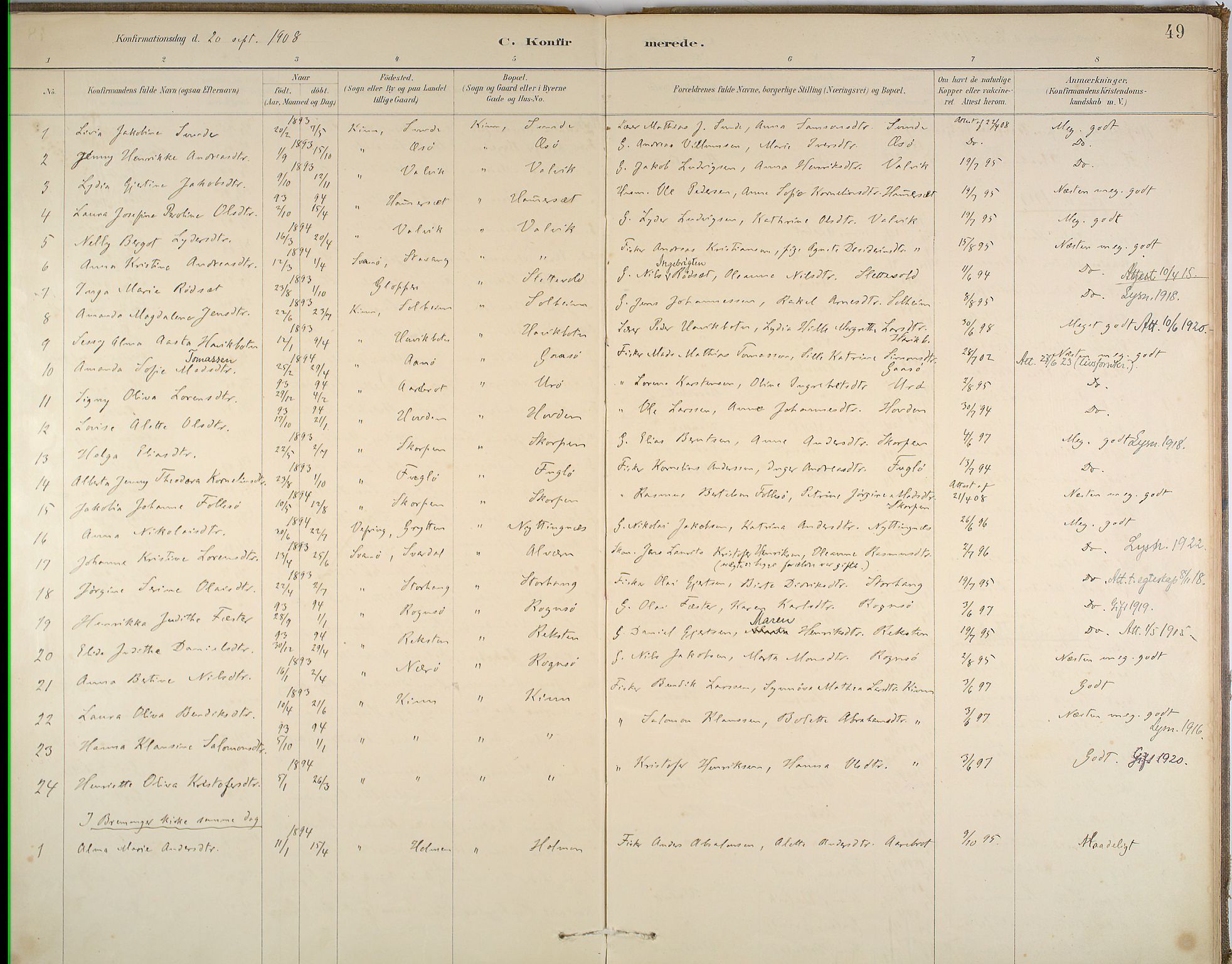 Kinn sokneprestembete, SAB/A-80801/H/Haa/Haab/L0006: Parish register (official) no. B 6, 1883-1925, p. 49