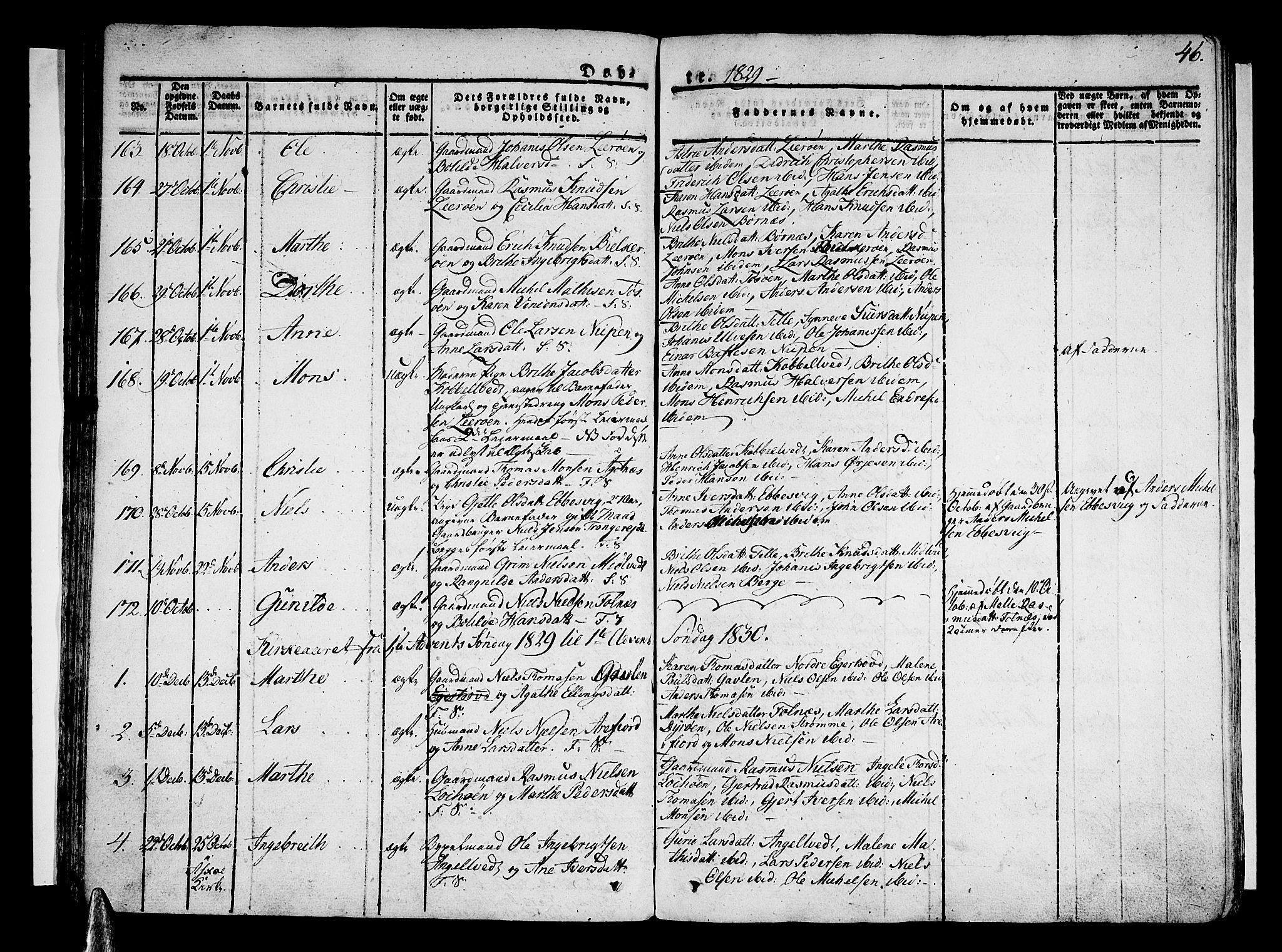 Sund sokneprestembete, AV/SAB-A-99930: Parish register (official) no. A 12, 1825-1835, p. 46