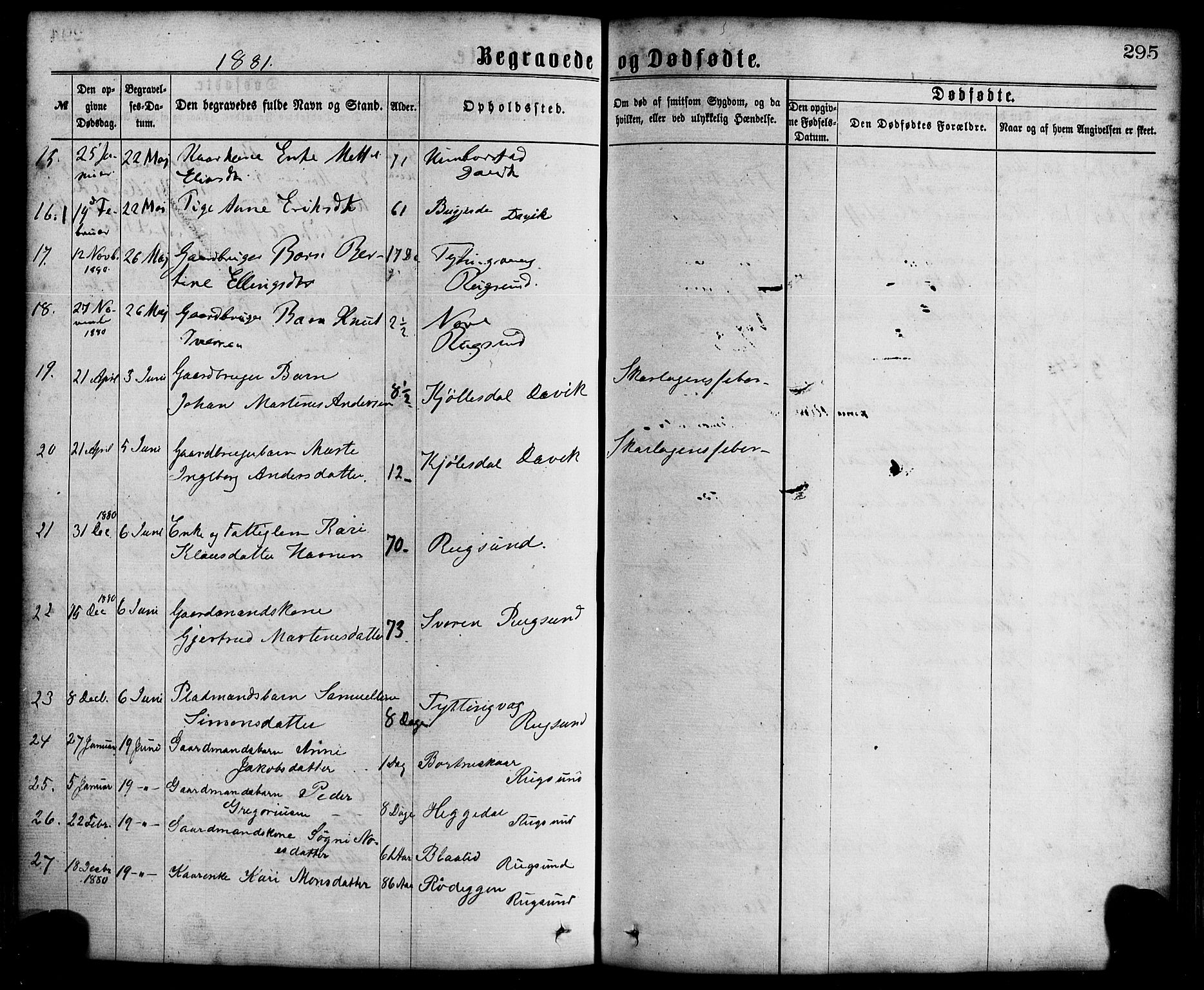 Davik sokneprestembete, AV/SAB-A-79701/H/Haa/Haaa/L0006: Parish register (official) no. A 6, 1867-1881, p. 295