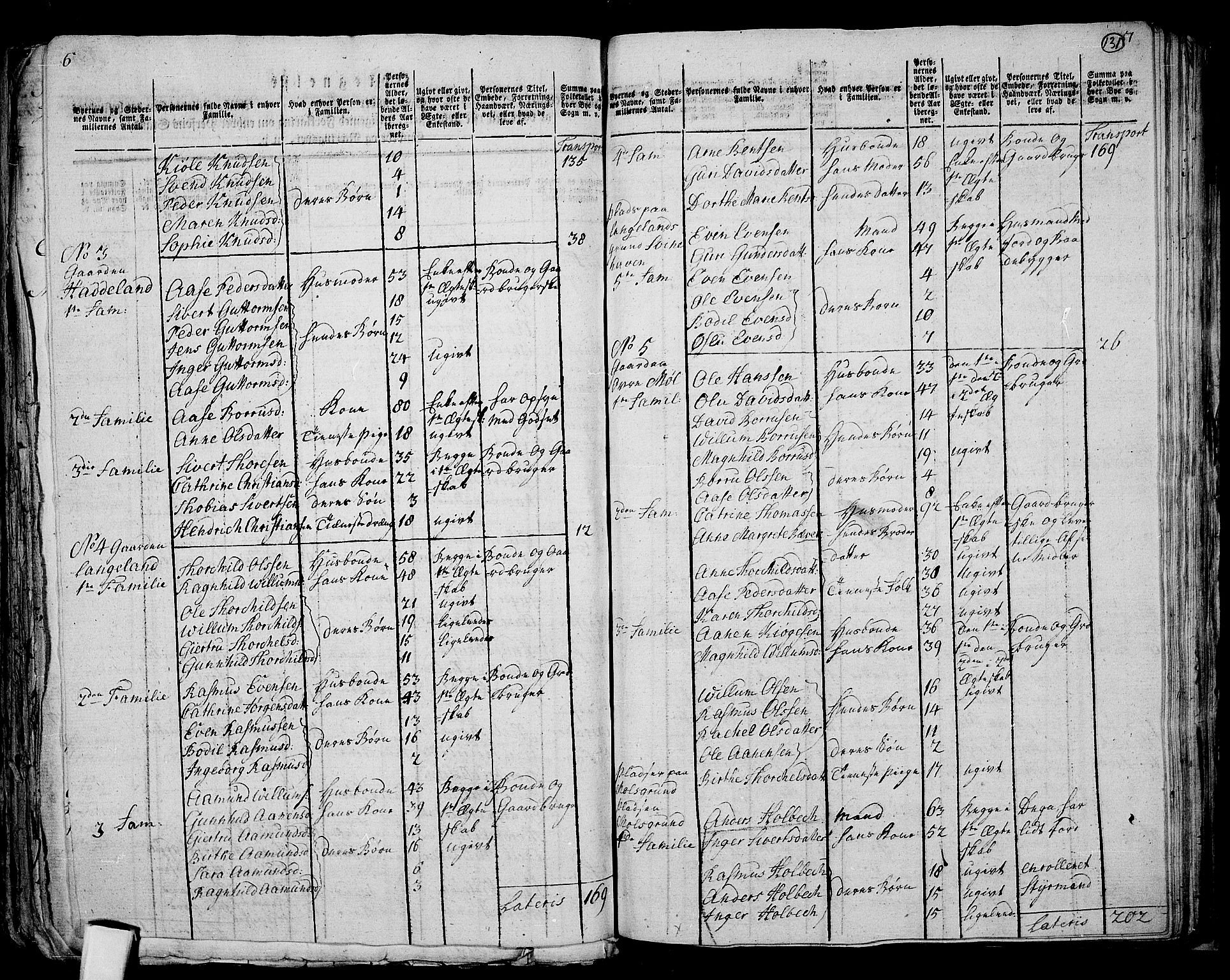 RA, 1801 census for 1020P Holum, 1801, p. 130b-131a