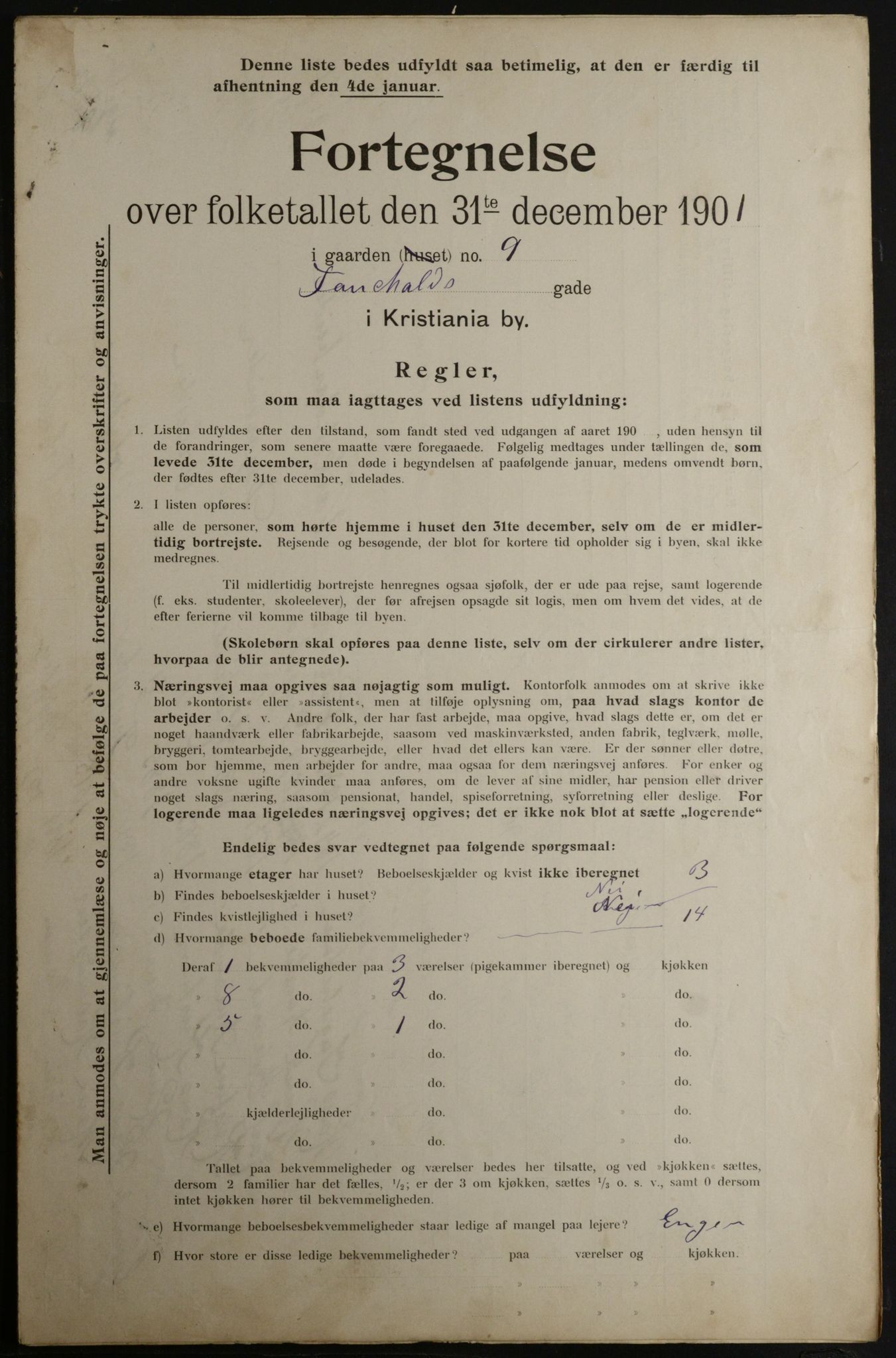 OBA, Municipal Census 1901 for Kristiania, 1901, p. 3861