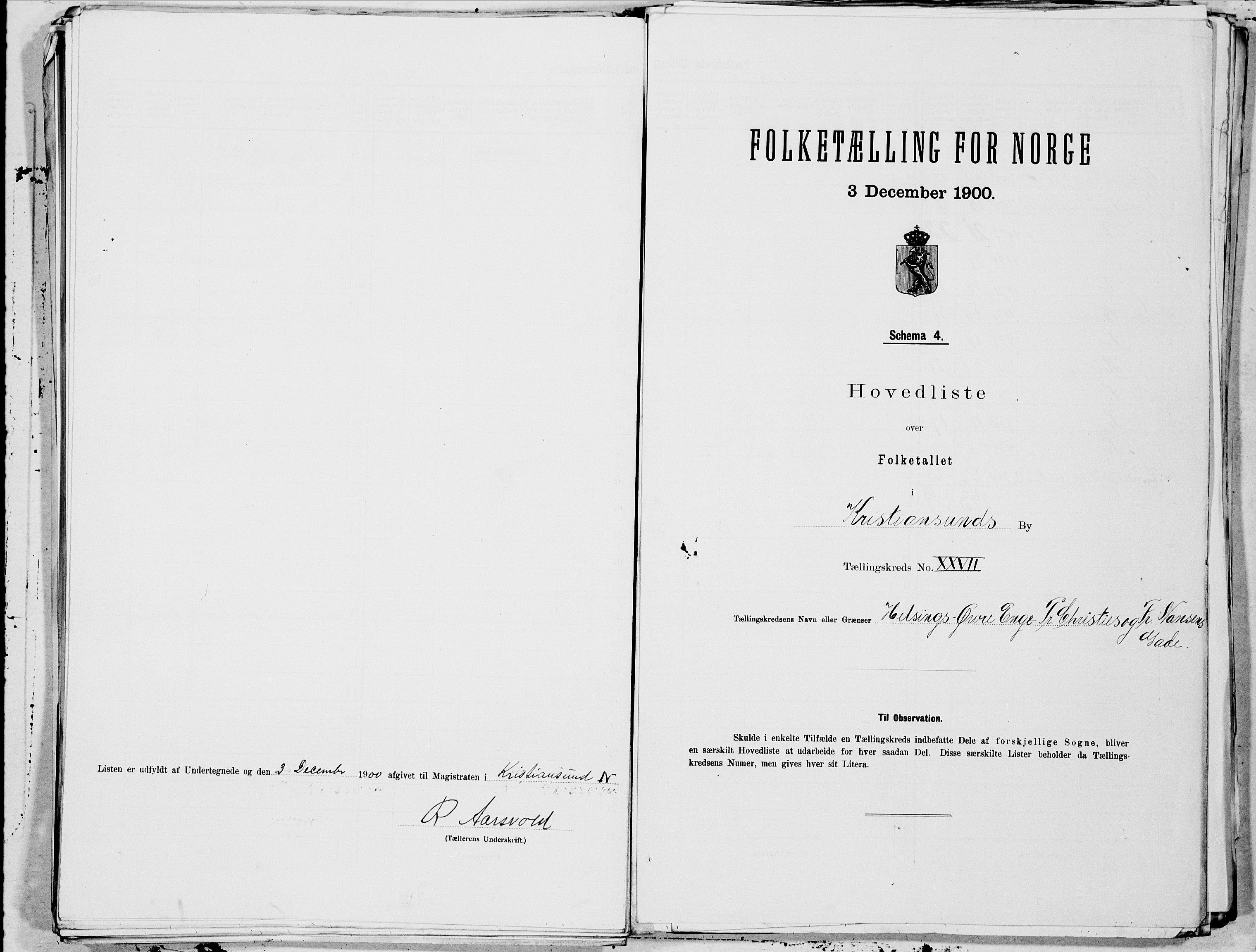 SAT, 1900 census for Kristiansund, 1900, p. 54