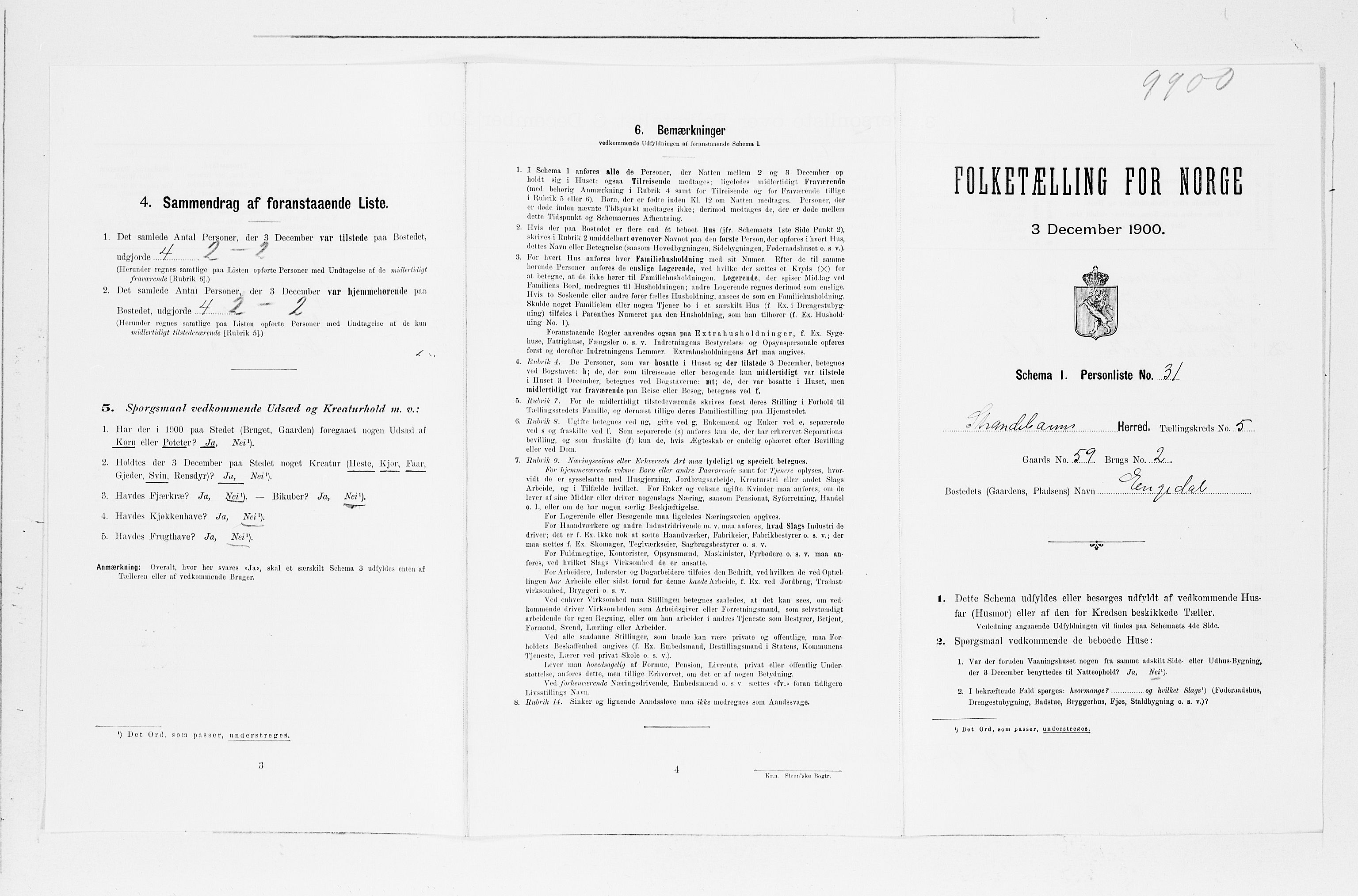 SAB, 1900 census for Strandebarm og Varaldsøy, 1900, p. 697