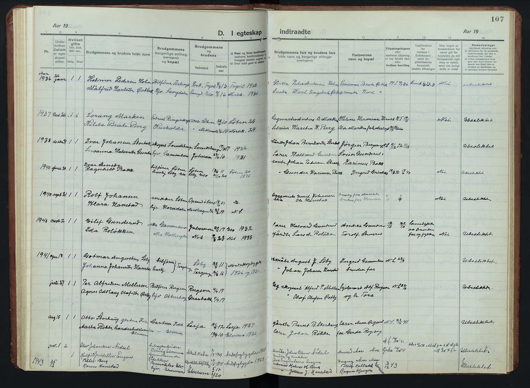 Elverum prestekontor, SAH/PREST-044/H/Ha/Hab/L0011: Parish register (copy) no. 11, 1915-1947, p. 107