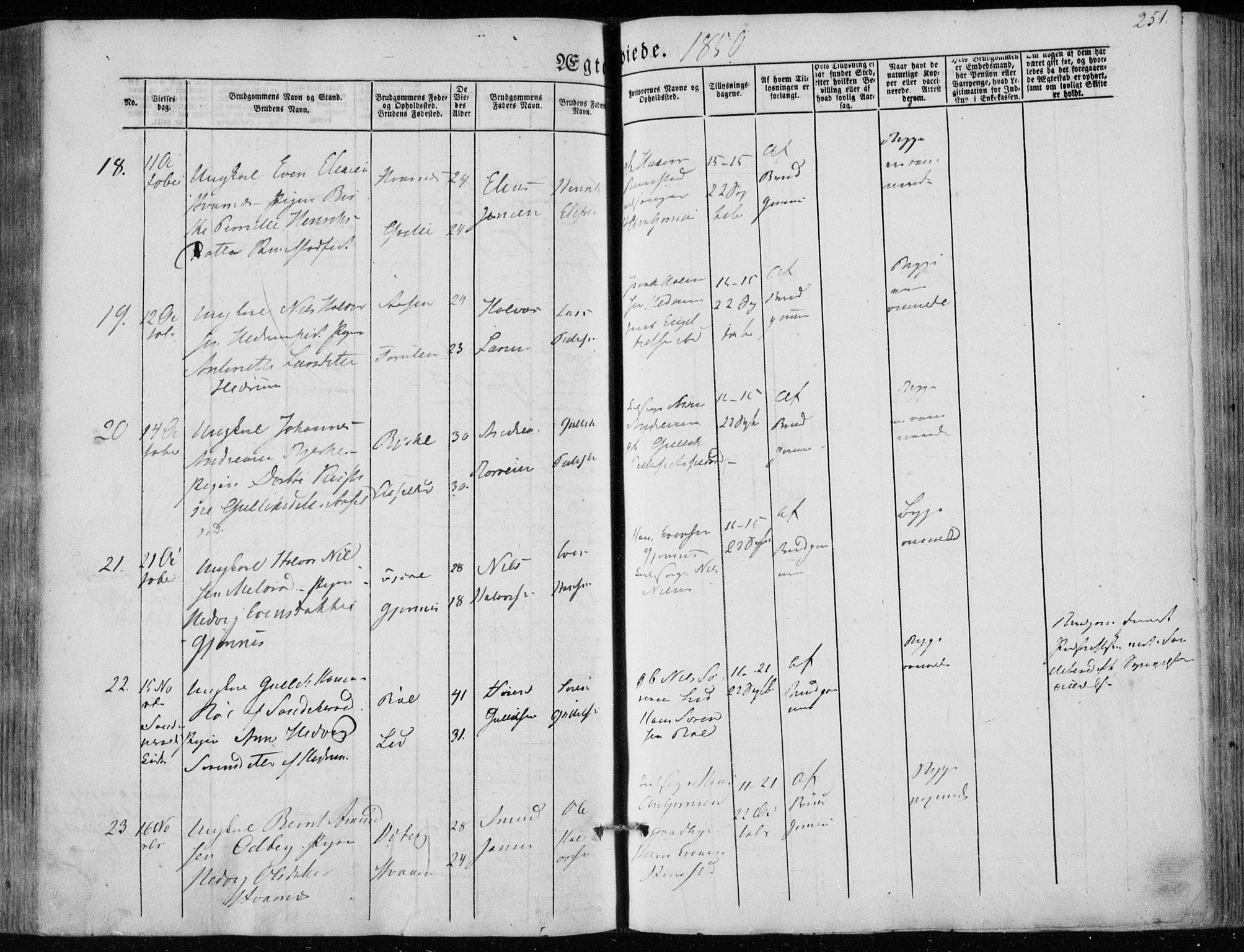 Hedrum kirkebøker, AV/SAKO-A-344/F/Fa/L0006: Parish register (official) no. I 6, 1849-1857, p. 251