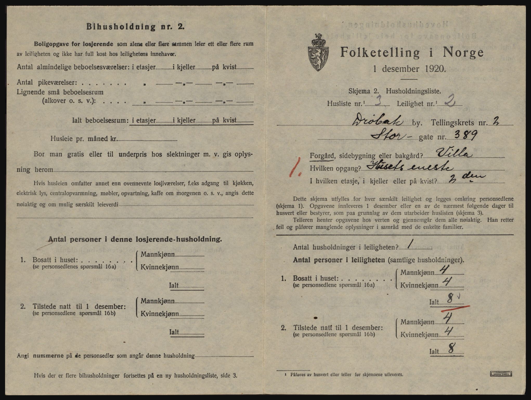 SAO, 1920 census for Drøbak, 1920, p. 935