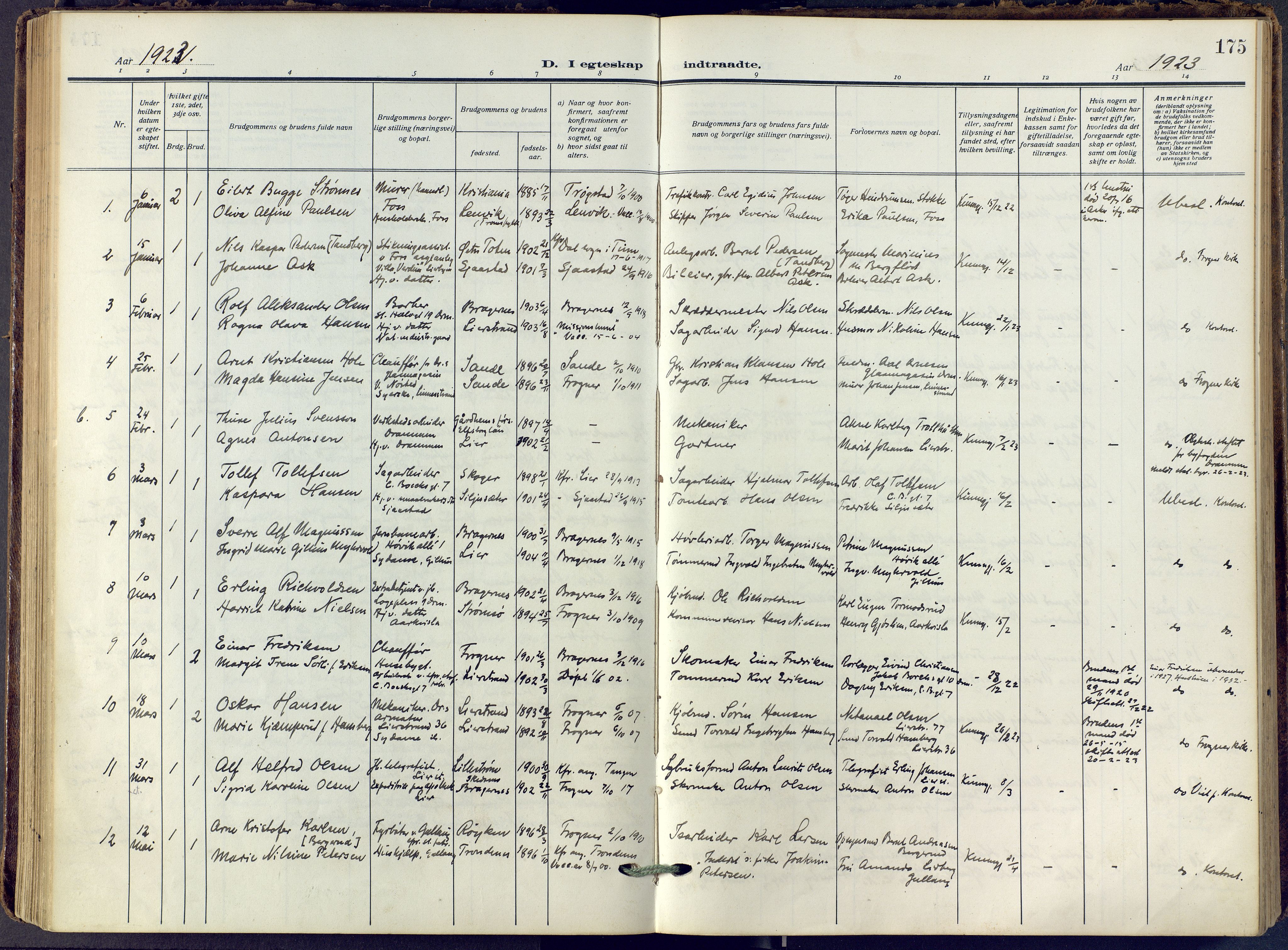 Lier kirkebøker, SAKO/A-230/F/Fa/L0019: Parish register (official) no. I 19, 1918-1928, p. 175