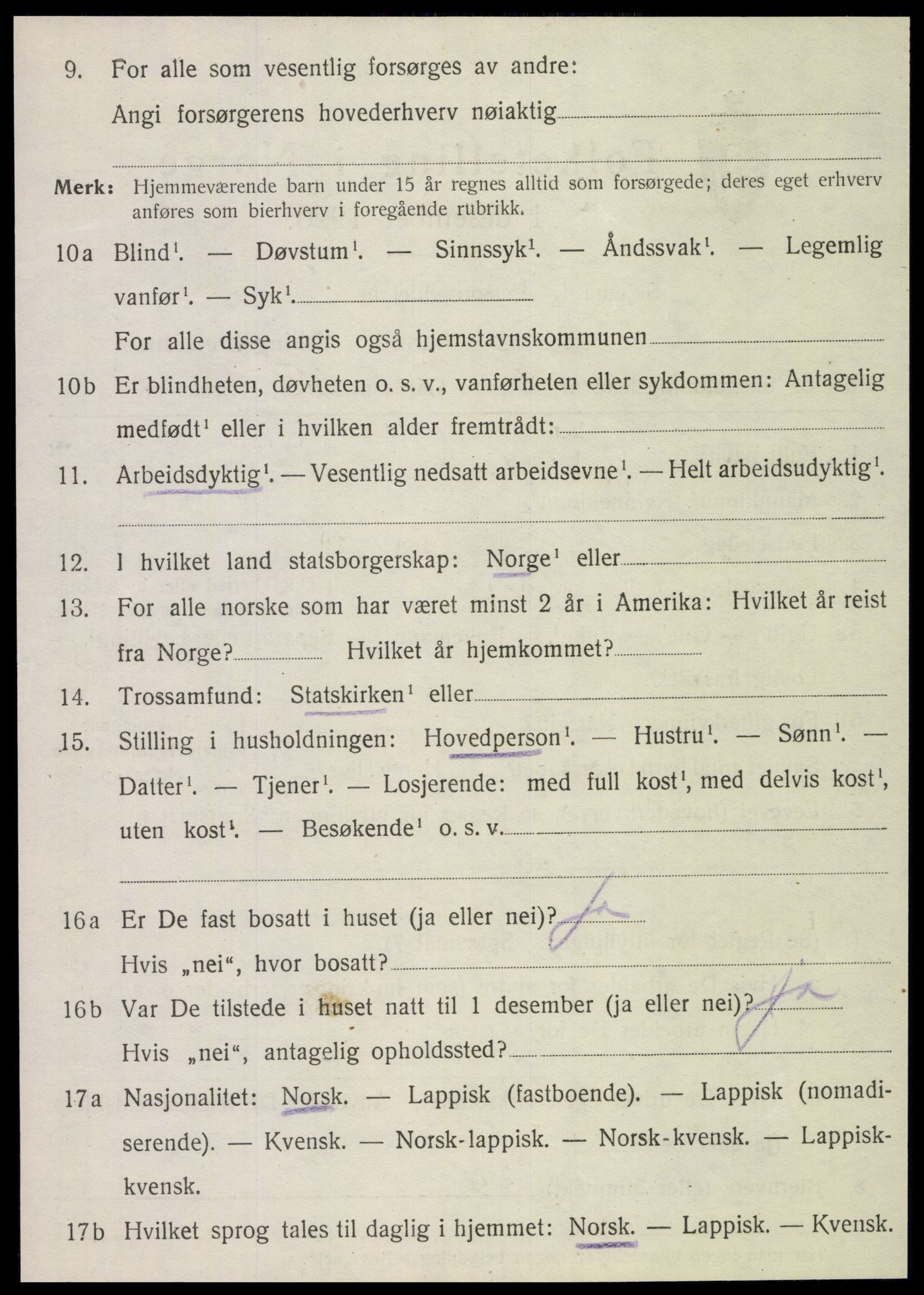 SAT, 1920 census for Velfjord, 1920, p. 1272