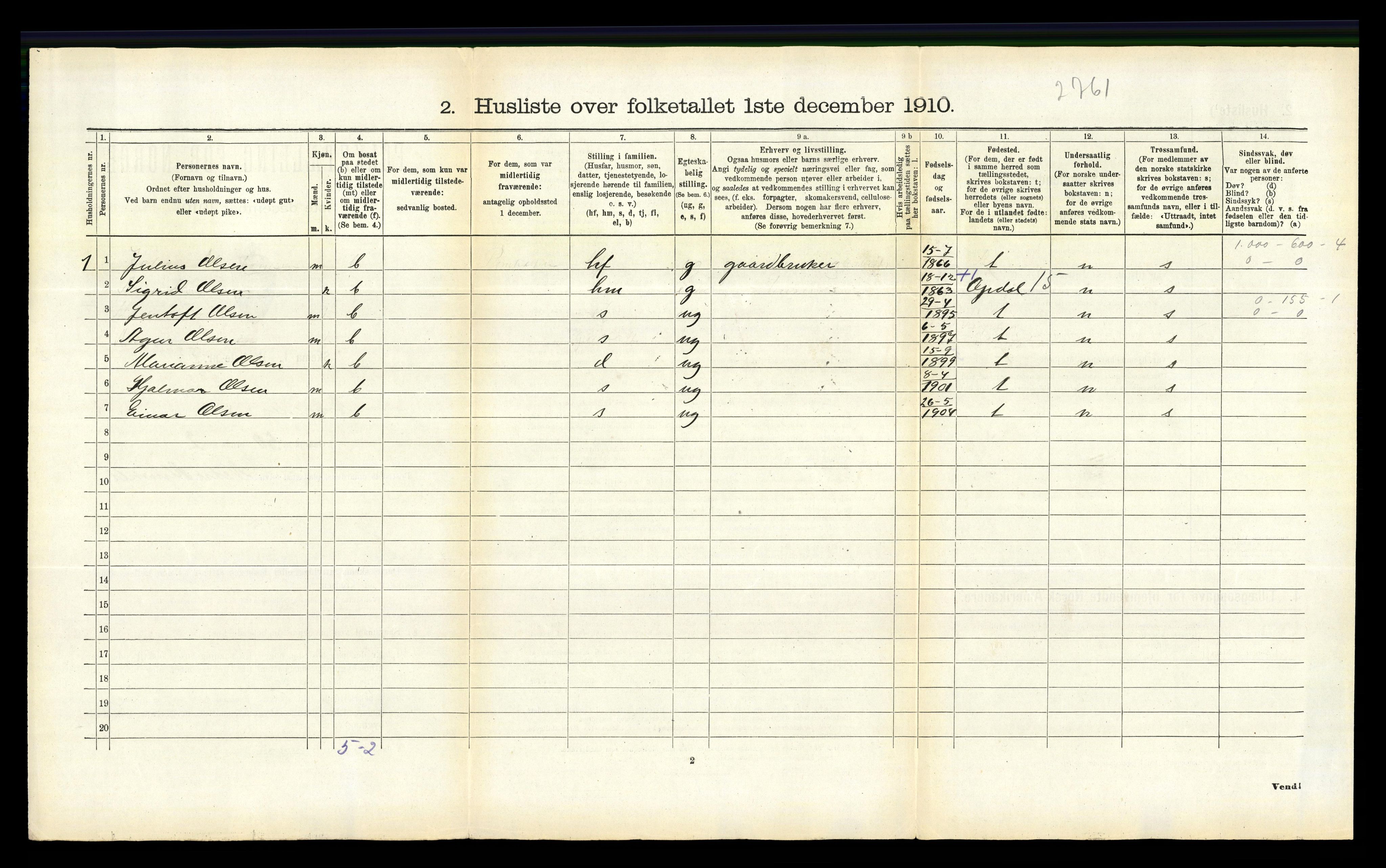 RA, 1910 census for Ankenes, 1910, p. 646