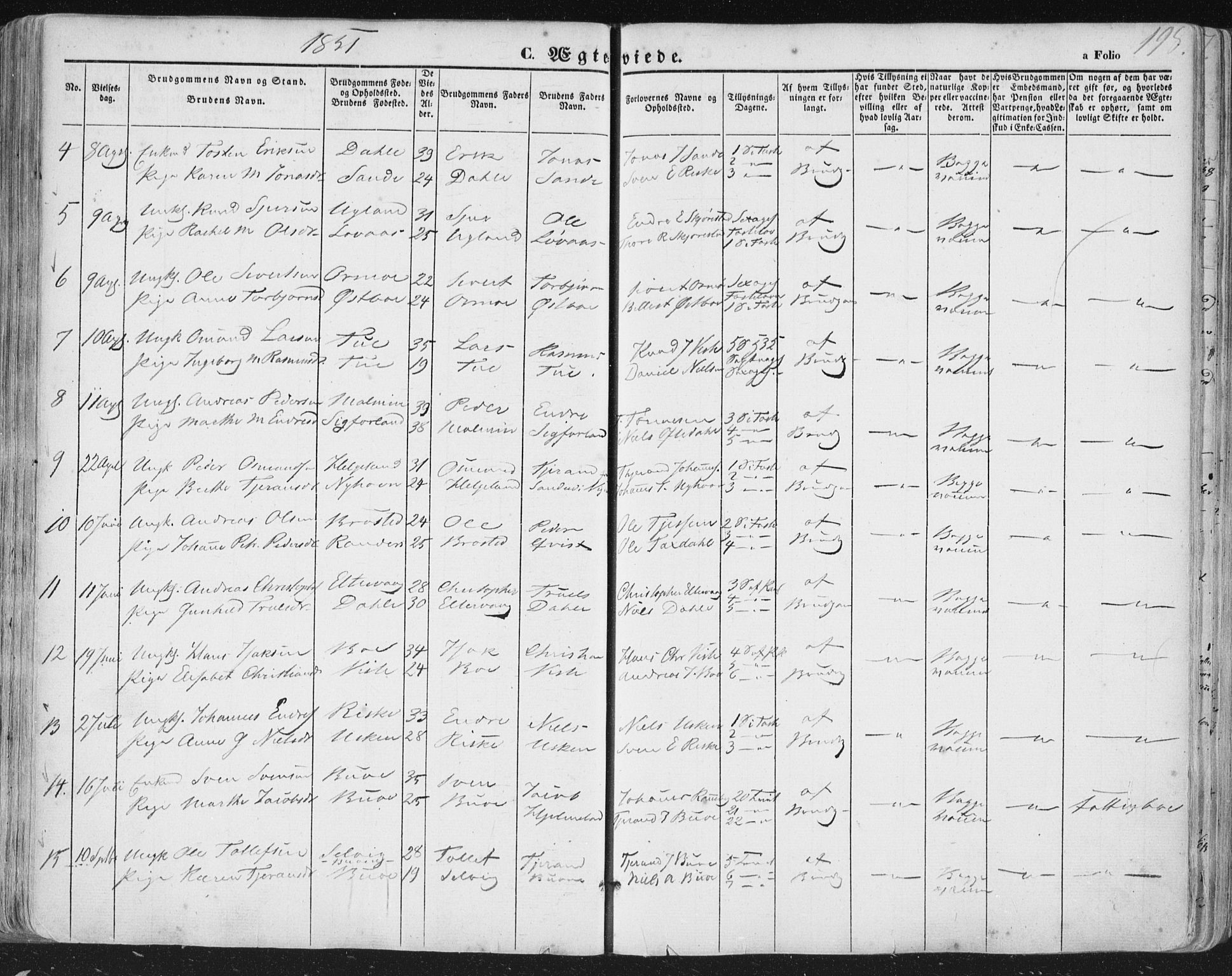 Hetland sokneprestkontor, AV/SAST-A-101826/30/30BA/L0002: Parish register (official) no. A 2, 1849-1869, p. 198