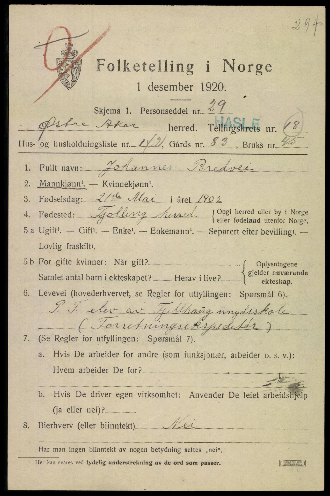 SAO, 1920 census for Aker, 1920, p. 113912