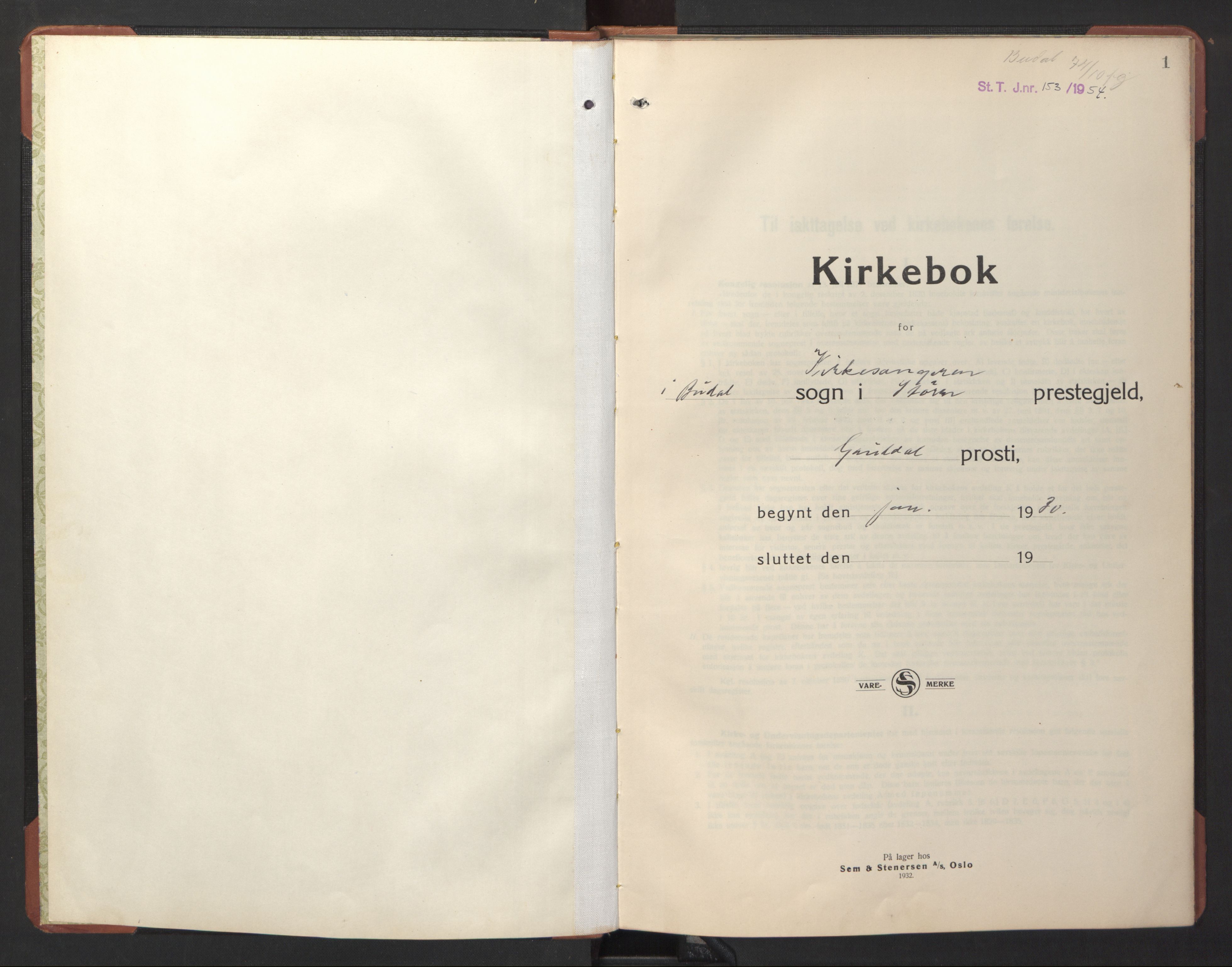 Ministerialprotokoller, klokkerbøker og fødselsregistre - Sør-Trøndelag, SAT/A-1456/690/L1053: Parish register (copy) no. 690C03, 1930-1947, p. 1