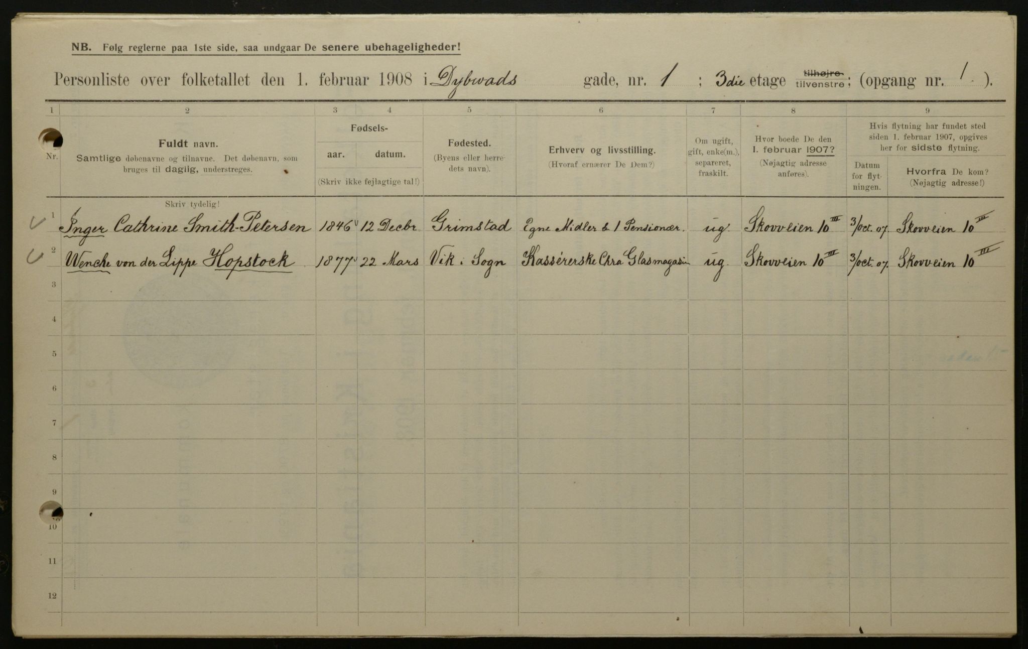 OBA, Municipal Census 1908 for Kristiania, 1908, p. 16198