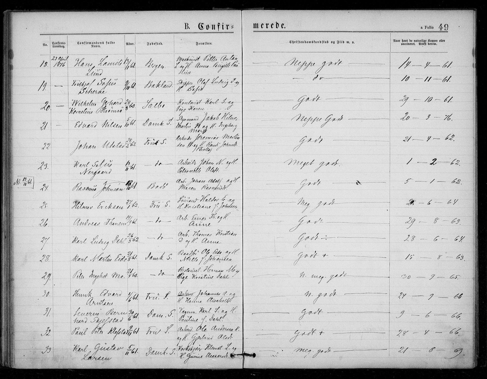 Ministerialprotokoller, klokkerbøker og fødselsregistre - Sør-Trøndelag, SAT/A-1456/602/L0121: Parish register (official) no. 602A19, 1872-1879, p. 49