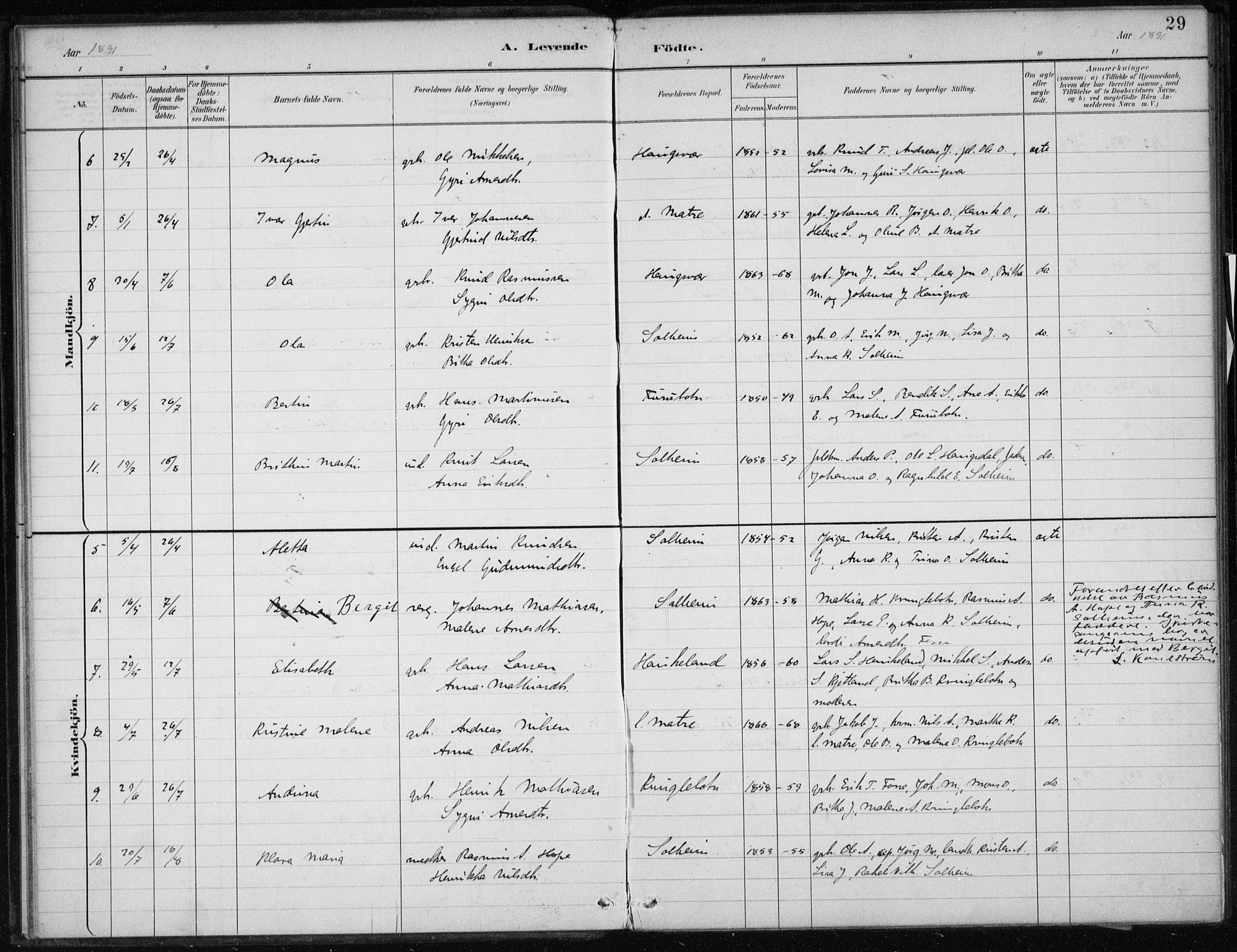 Masfjorden Sokneprestembete, AV/SAB-A-77001: Parish register (official) no. C  1, 1882-1896, p. 29