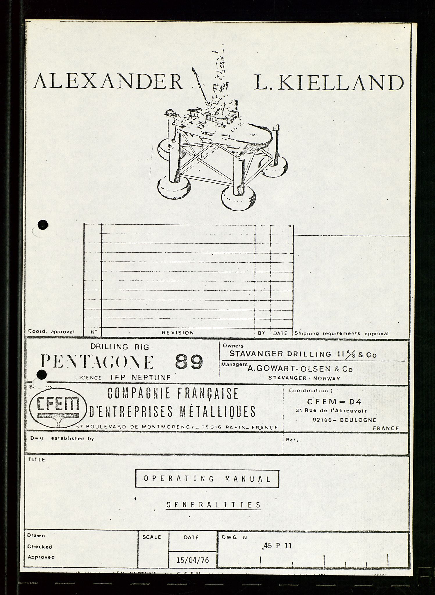 Pa 1503 - Stavanger Drilling AS, AV/SAST-A-101906/Da/L0011: Alexander L. Kielland - Saks- og korrespondansearkiv, 1976-1980, p. 210