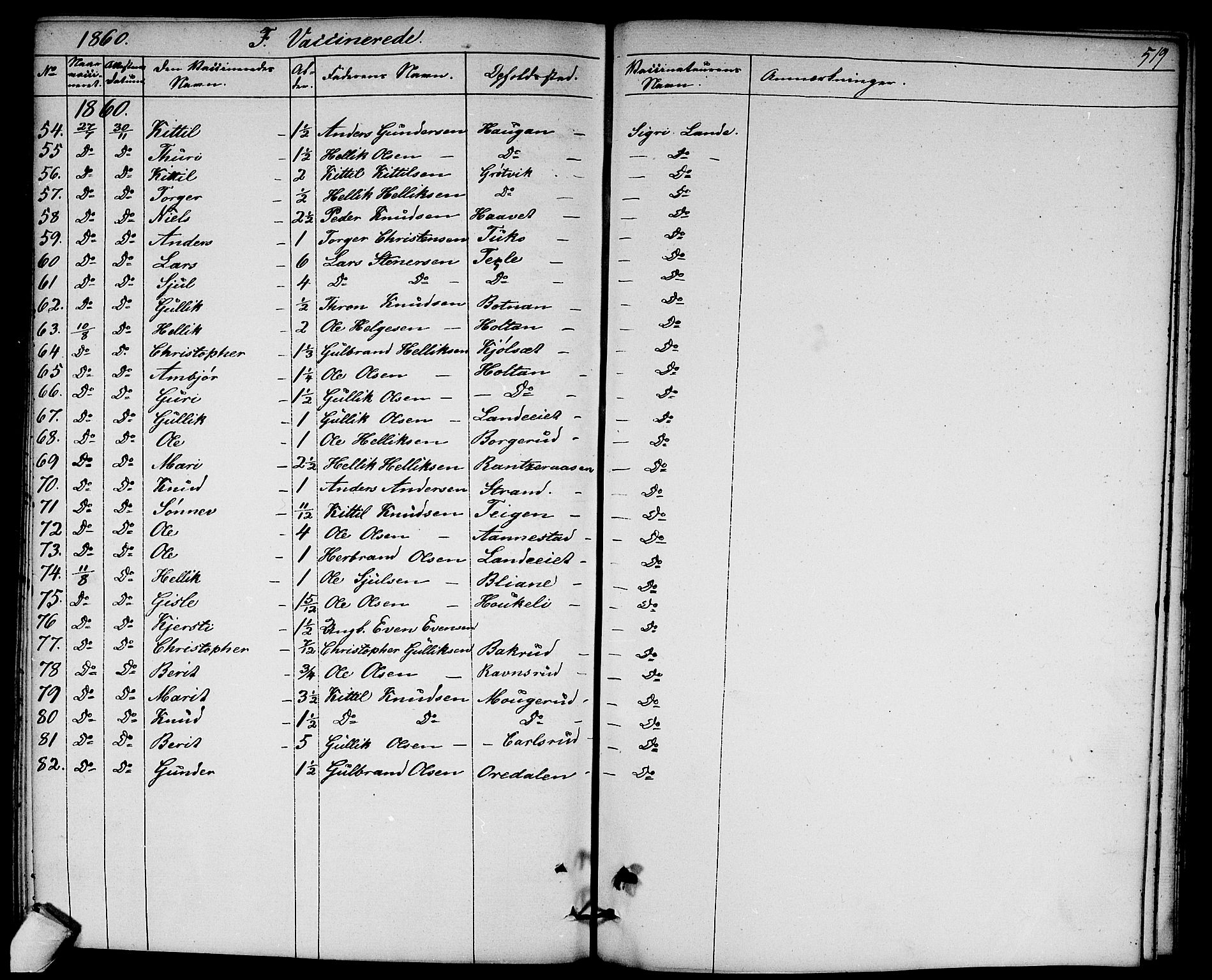 Flesberg kirkebøker, SAKO/A-18/G/Ga/L0002: Parish register (copy) no. I 2, 1834-1860, p. 519