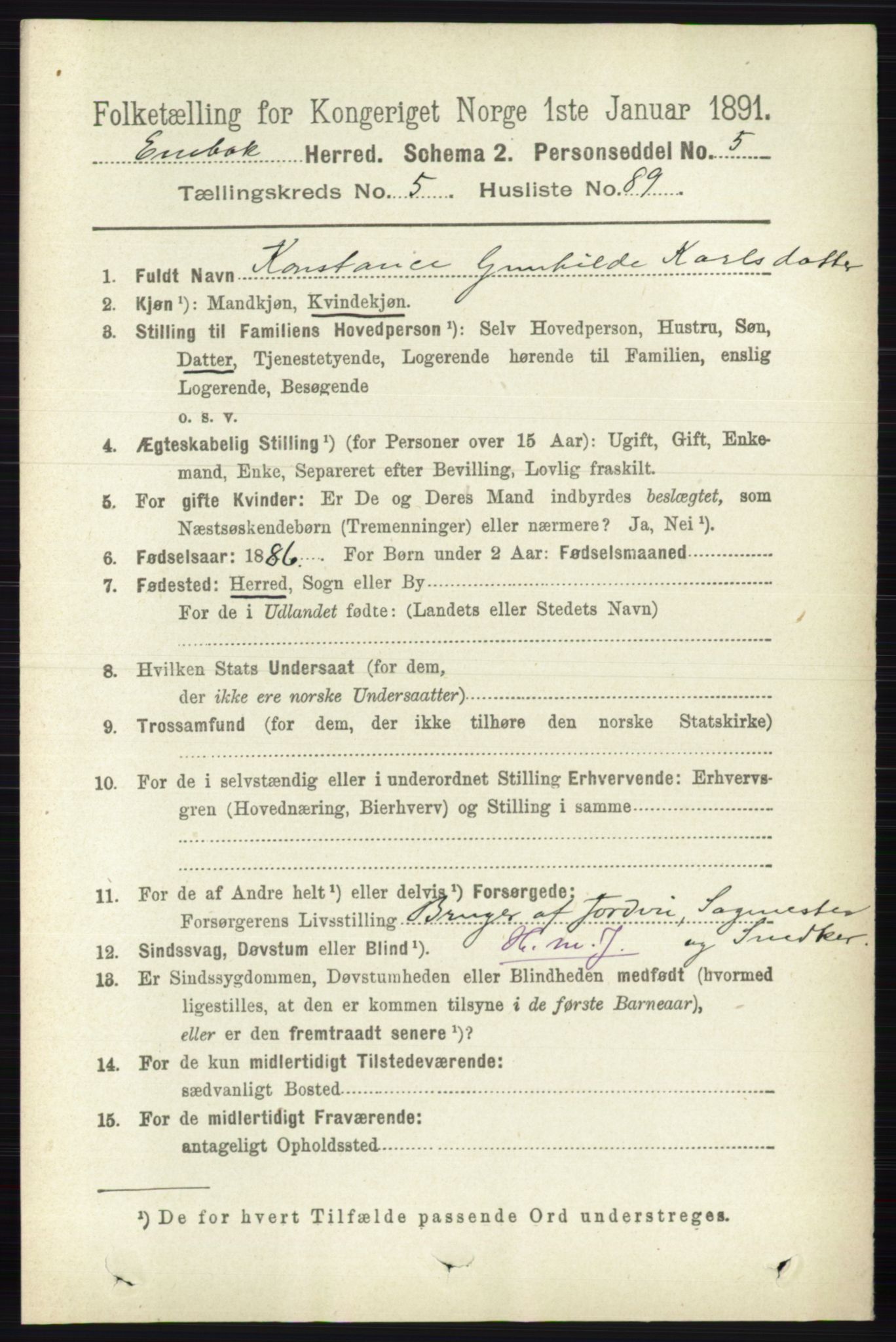 RA, 1891 census for 0229 Enebakk, 1891, p. 2531