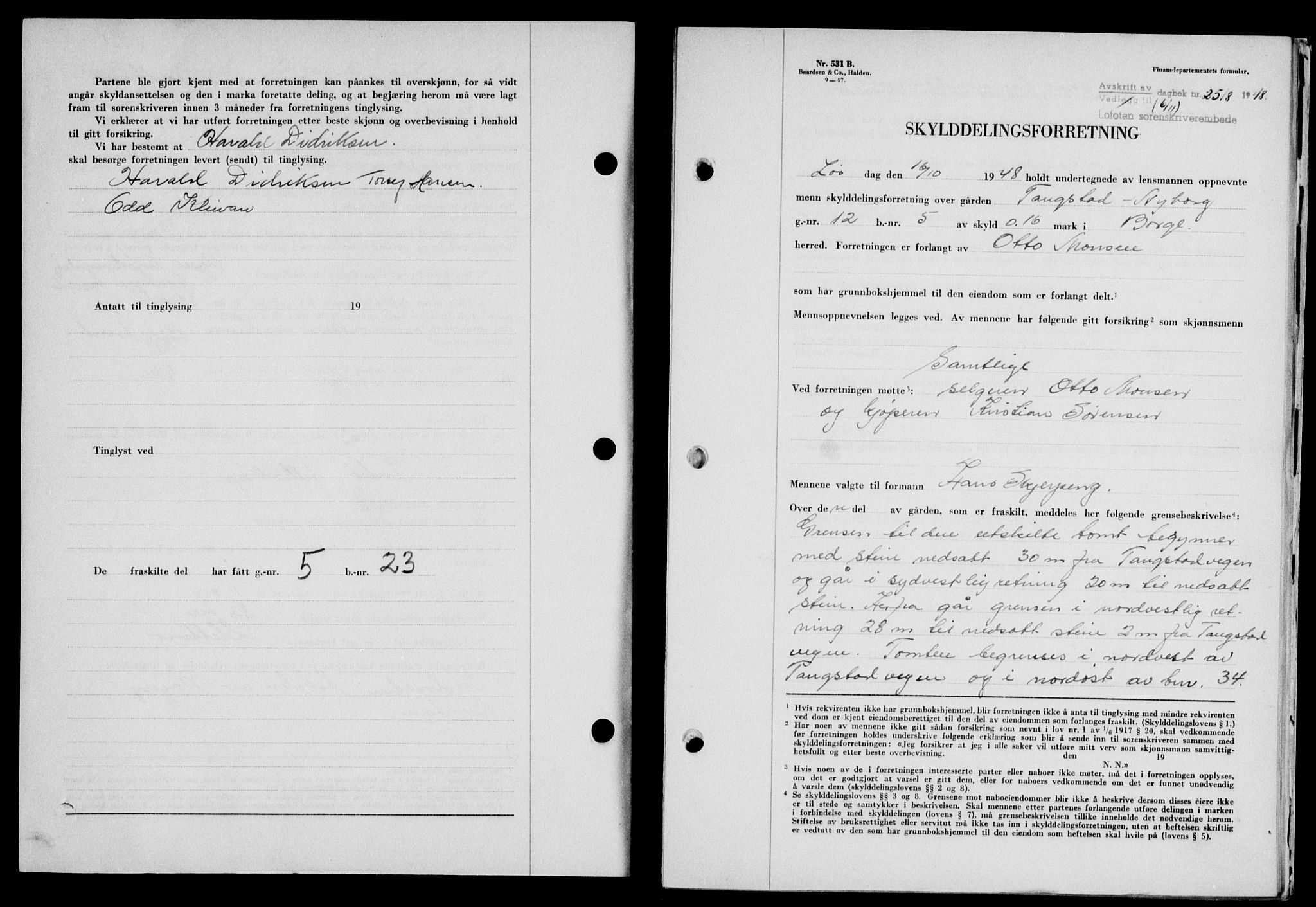 Lofoten sorenskriveri, SAT/A-0017/1/2/2C/L0019a: Mortgage book no. 19a, 1948-1948, Diary no: : 2518/1948