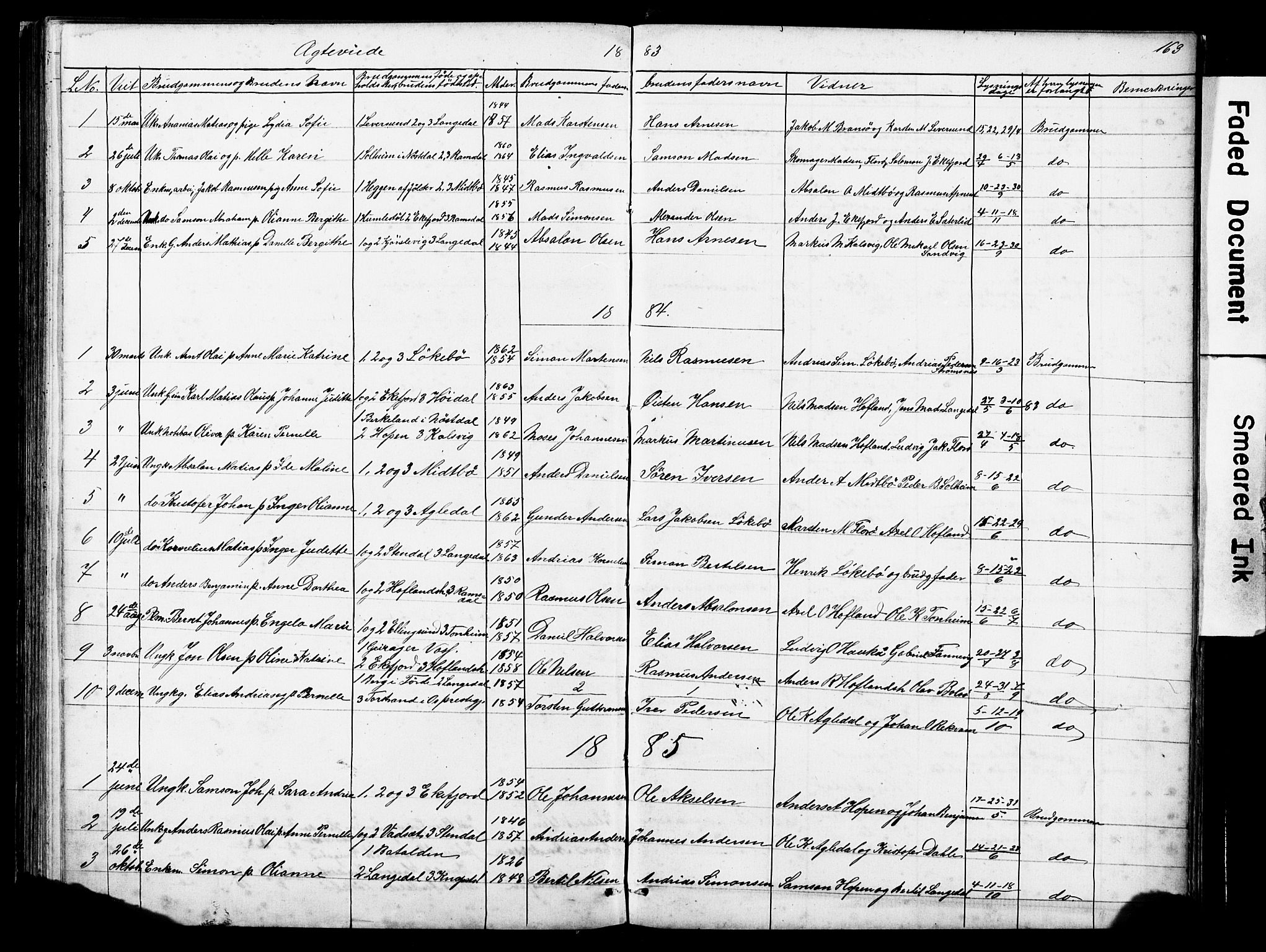 Kinn sokneprestembete, AV/SAB-A-80801/H/Hab/Habe/L0001: Parish register (copy) no. E 1, 1864-1899, p. 163