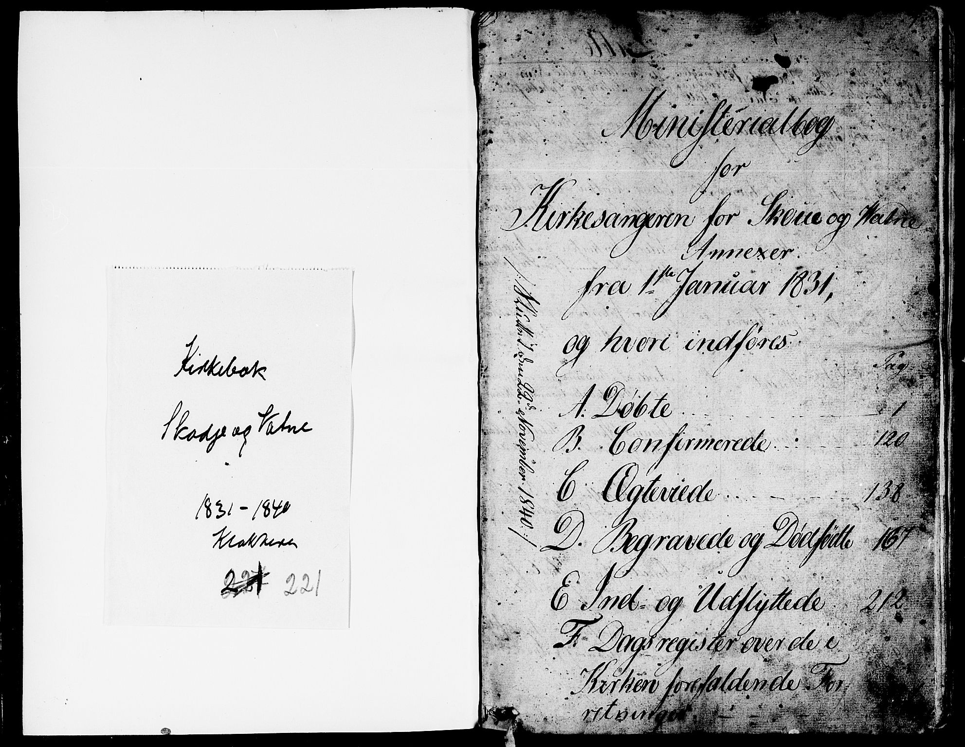 Ministerialprotokoller, klokkerbøker og fødselsregistre - Møre og Romsdal, SAT/A-1454/524/L0361: Parish register (copy) no. 524C02, 1831-1840, p. 1