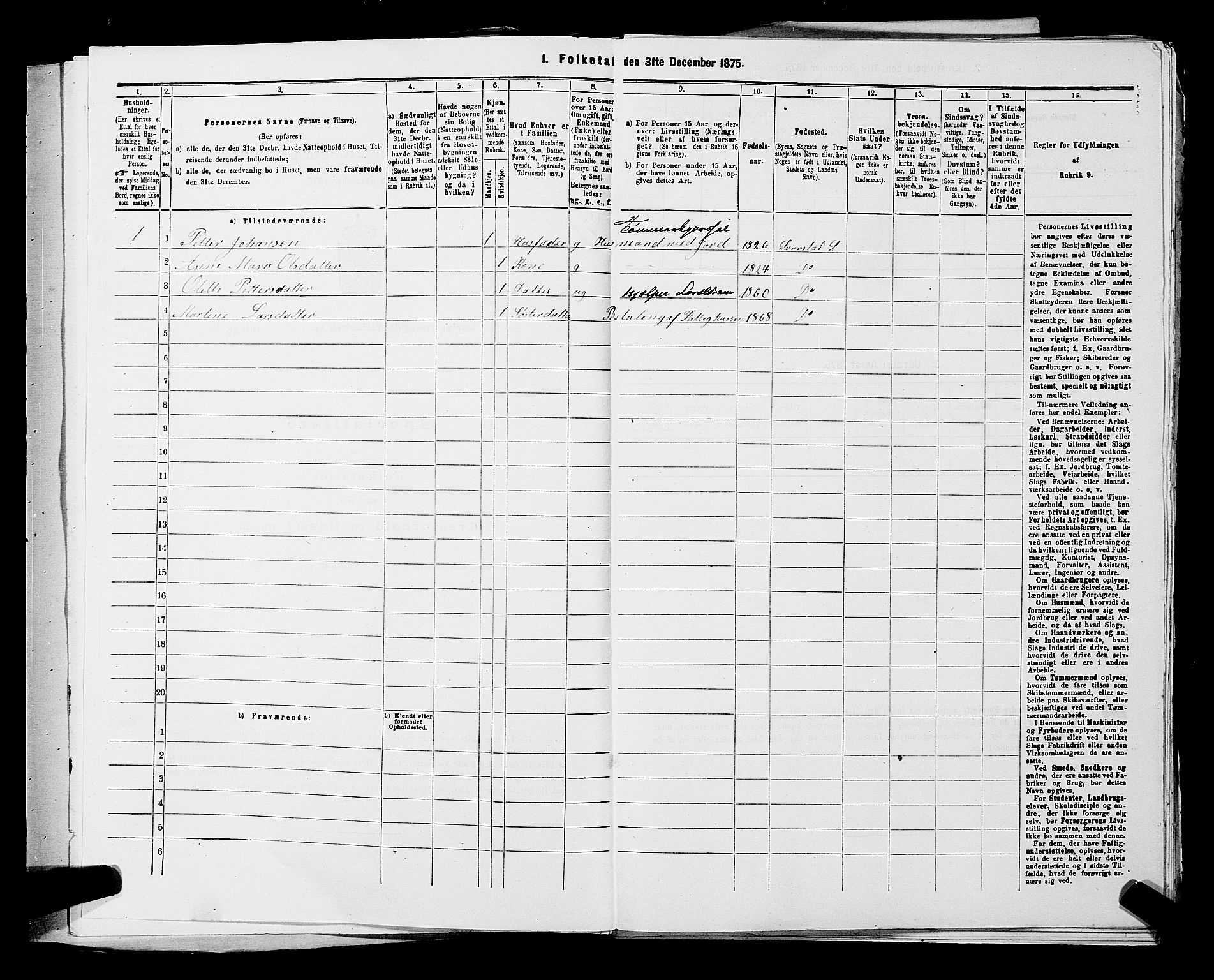 SAKO, 1875 census for 0728P Lardal, 1875, p. 415