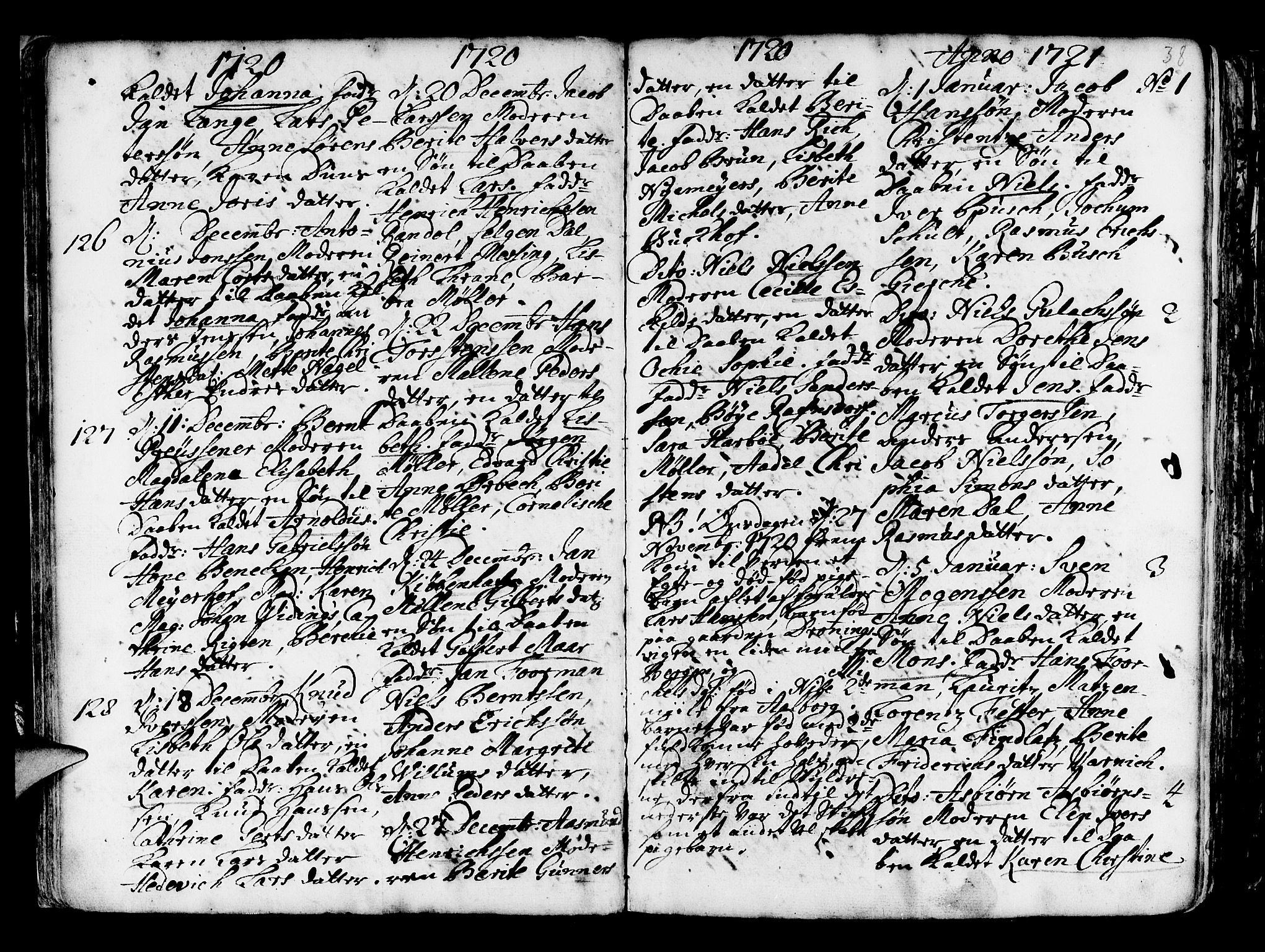 Nykirken Sokneprestembete, AV/SAB-A-77101/H/Haa/L0003: Parish register (official) no. A 3, 1717-1764, p. 38