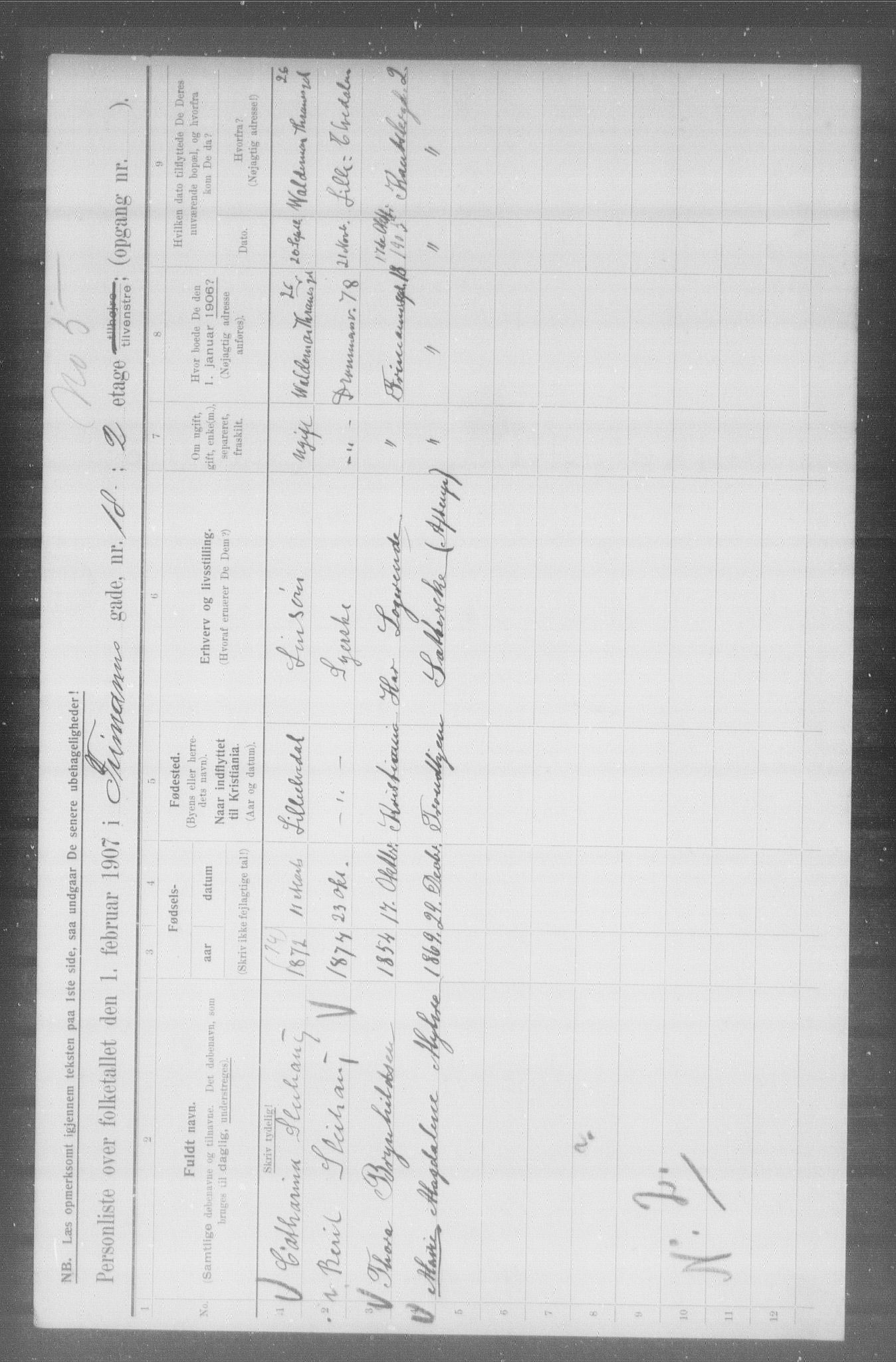 OBA, Municipal Census 1907 for Kristiania, 1907, p. 13662