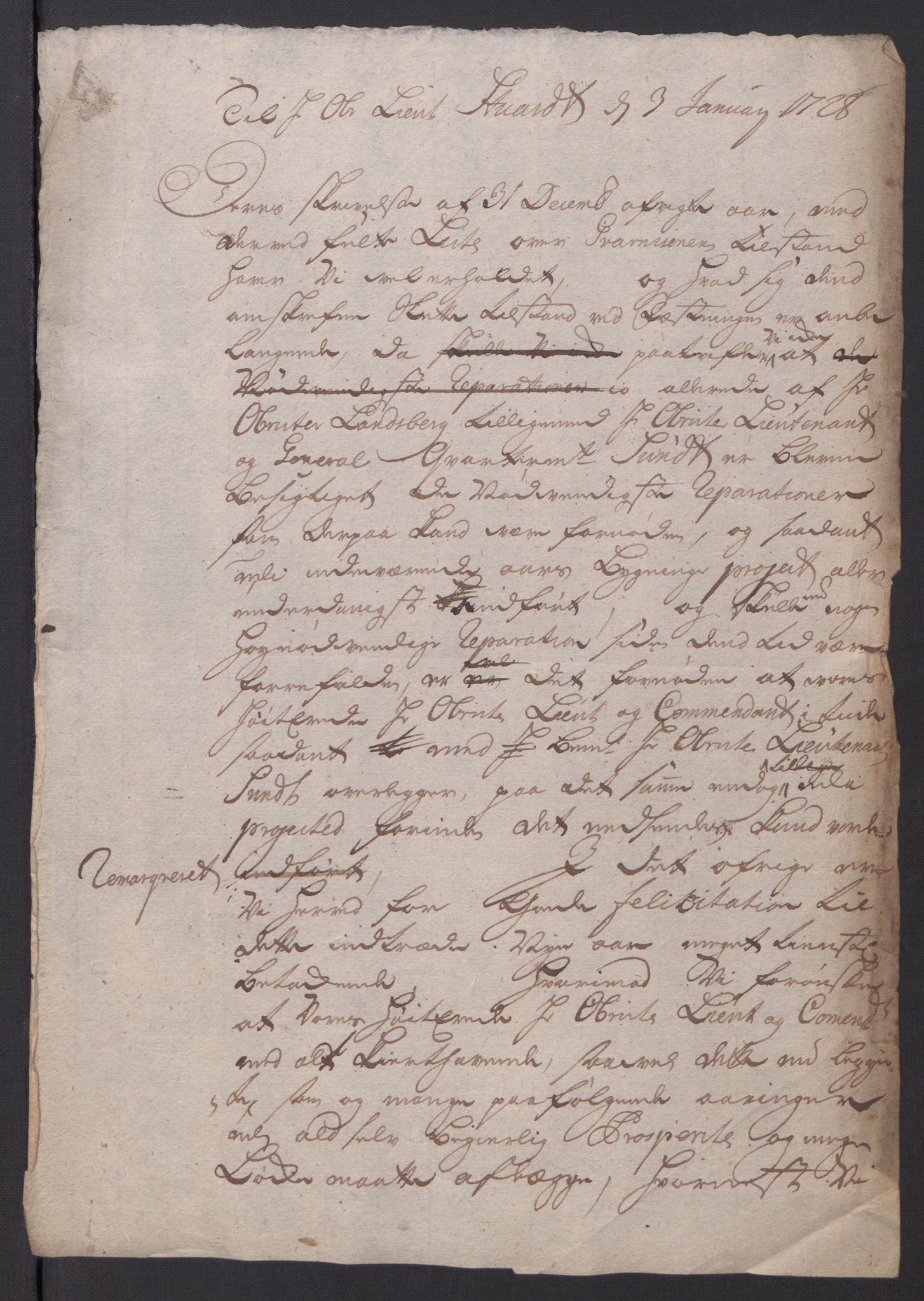 Kommanderende general (KG I) med Det norske krigsdirektorium, AV/RA-EA-5419/B/L0010: Kommanderende generals konsepter og kopibok, 1728-1730, p. 54