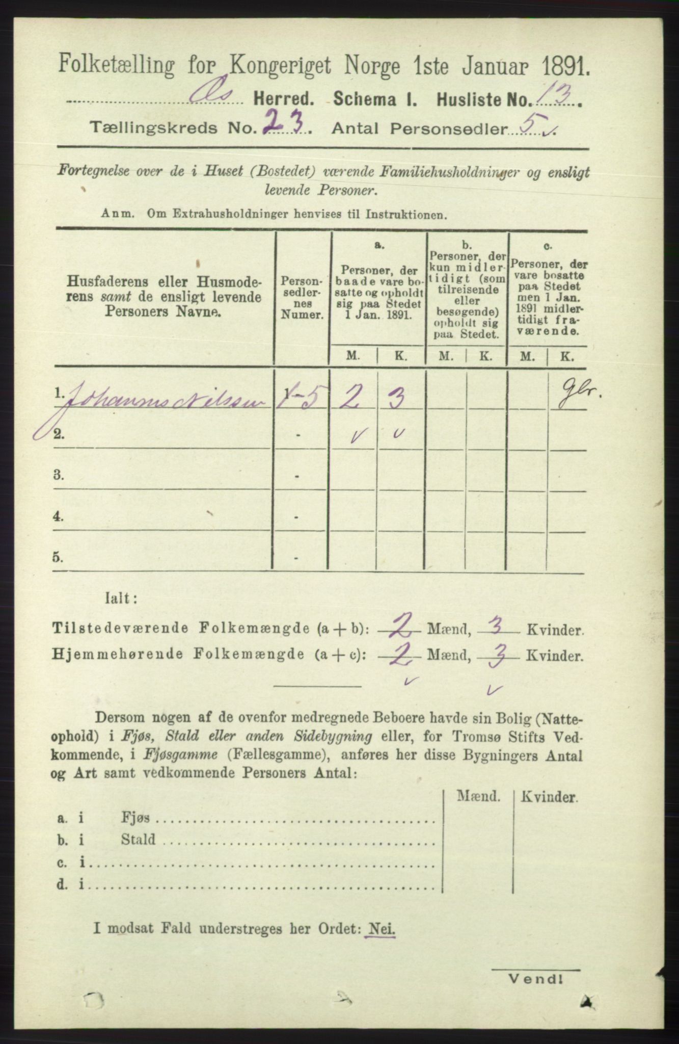 RA, 1891 census for 1243 Os, 1891, p. 5059