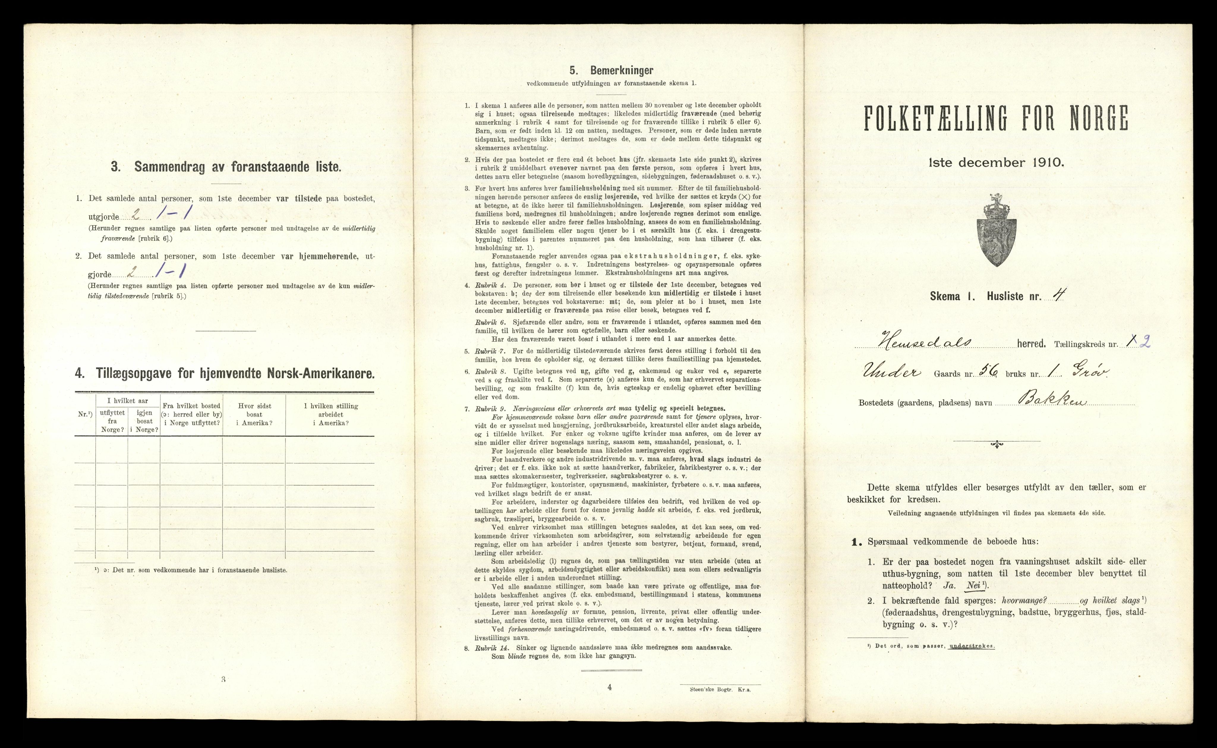 RA, 1910 census for Hemsedal, 1910, p. 66