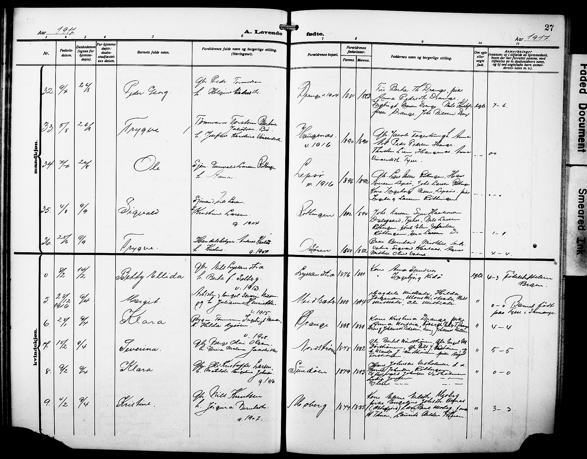 Os sokneprestembete, AV/SAB-A-99929: Parish register (copy) no. A 4, 1914-1923, p. 27