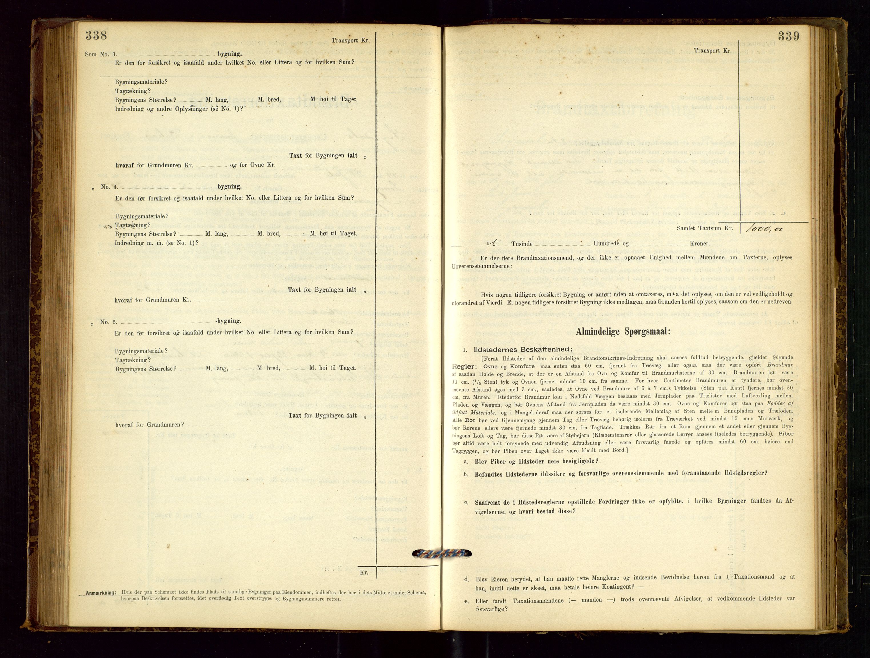 Sokndal lensmannskontor, AV/SAST-A-100417/Gob/L0001: "Brandtaxt-Protokol", 1895-1902, p. 338-339