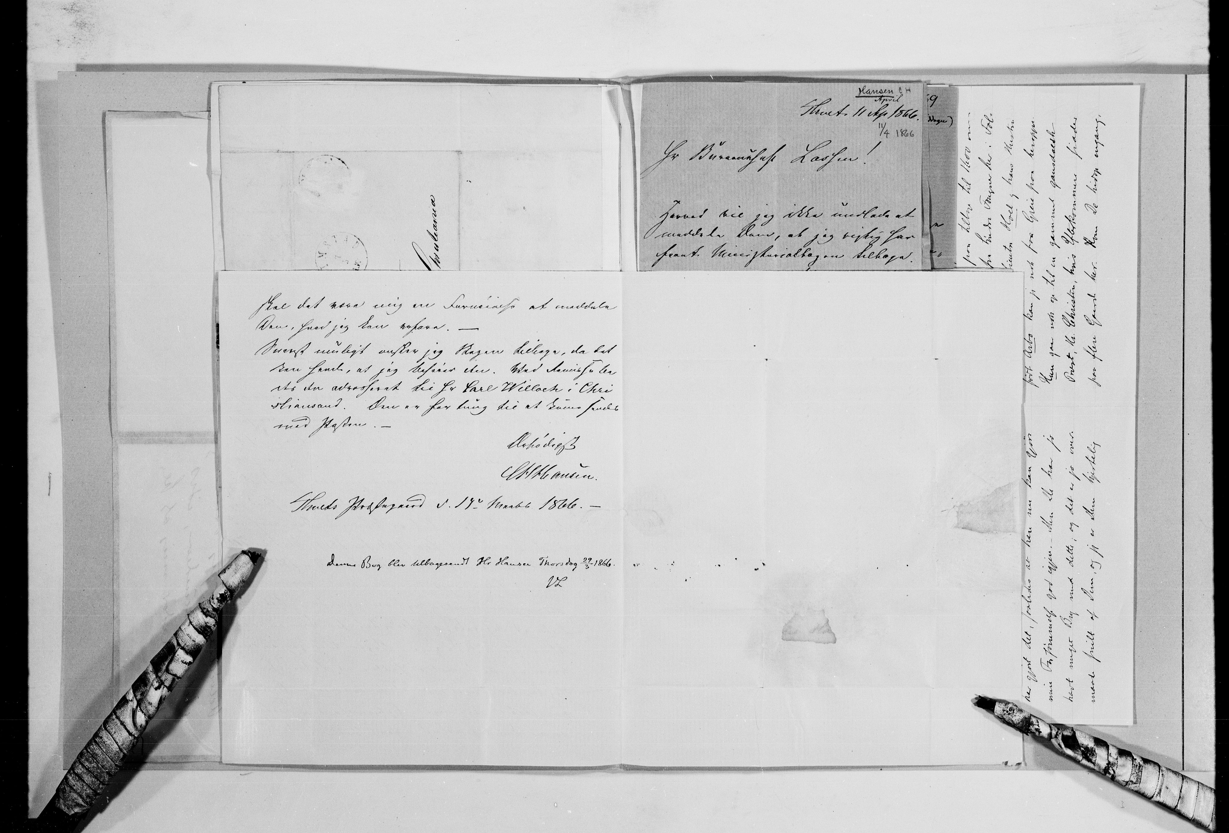 Lassens samlinger, AV/RA-PA-0051/G/L0098: Alfabetisk ordnede brev til Wilhelm Lassen: Hagemann - Jørgensen, 1815-1907, p. 31