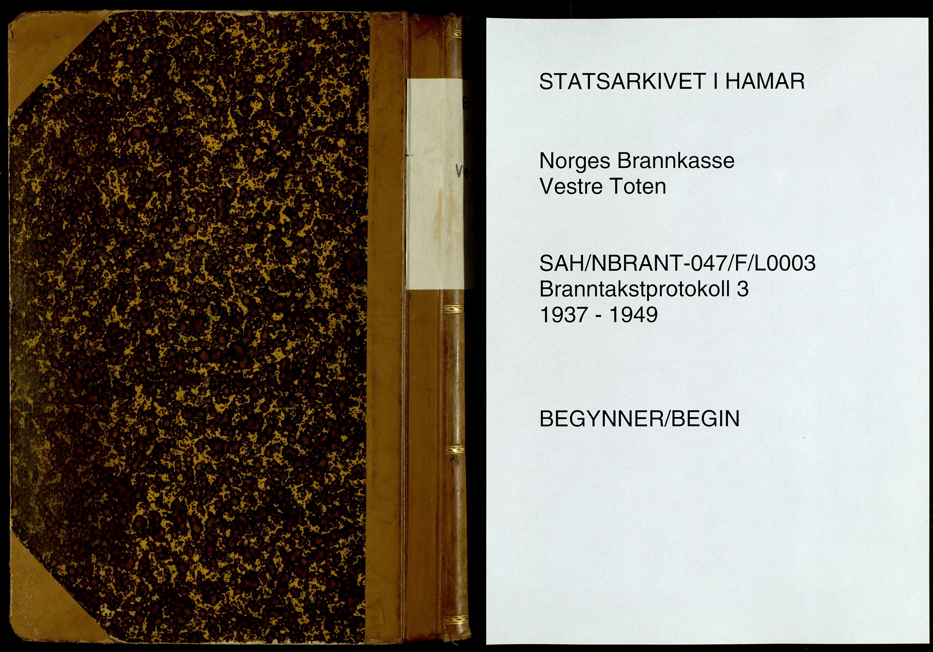 Norges Brannkasse, Vestre Toten, SAH/-, 1937-1949