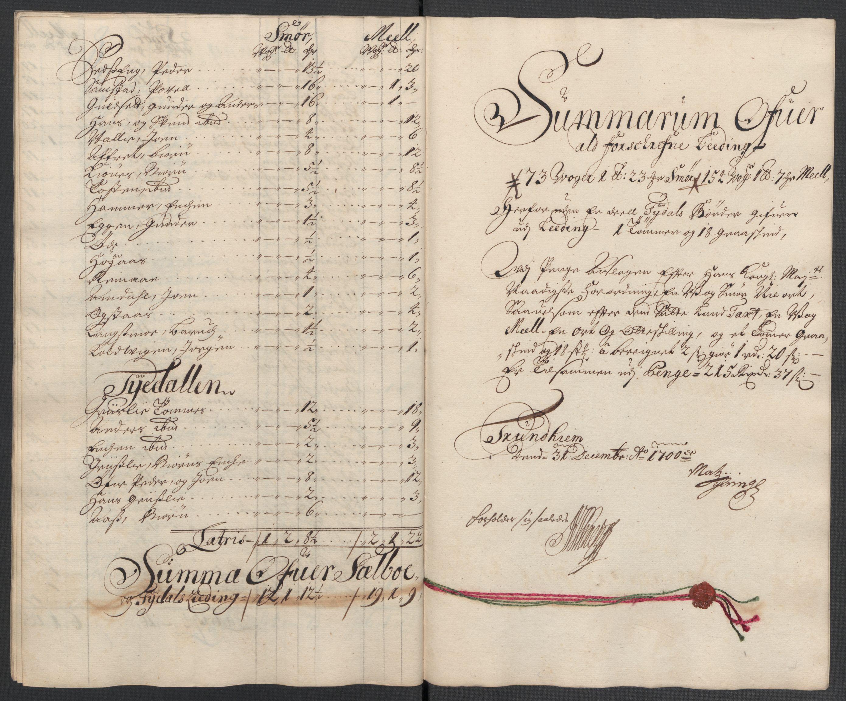 Rentekammeret inntil 1814, Reviderte regnskaper, Fogderegnskap, AV/RA-EA-4092/R61/L4107: Fogderegnskap Strinda og Selbu, 1698-1700, p. 397