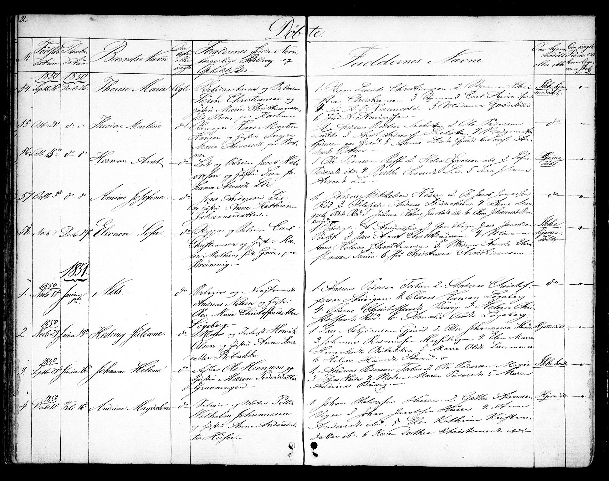 Hvaler prestekontor Kirkebøker, AV/SAO-A-2001/F/Fa/L0006: Parish register (official) no. I 6, 1846-1863, p. 21