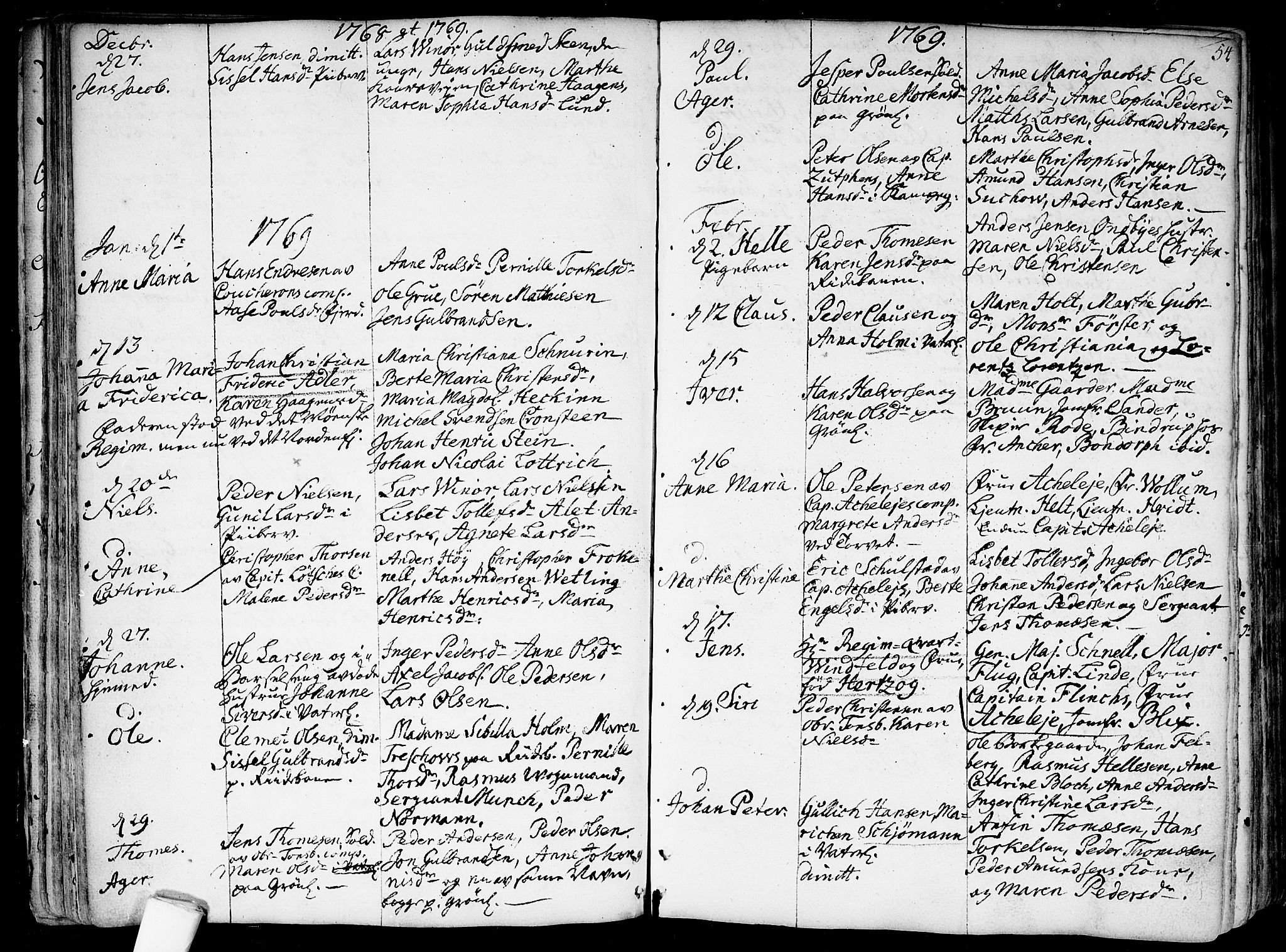 Garnisonsmenigheten Kirkebøker, AV/SAO-A-10846/F/Fa/L0002: Parish register (official) no. 2, 1757-1776, p. 54