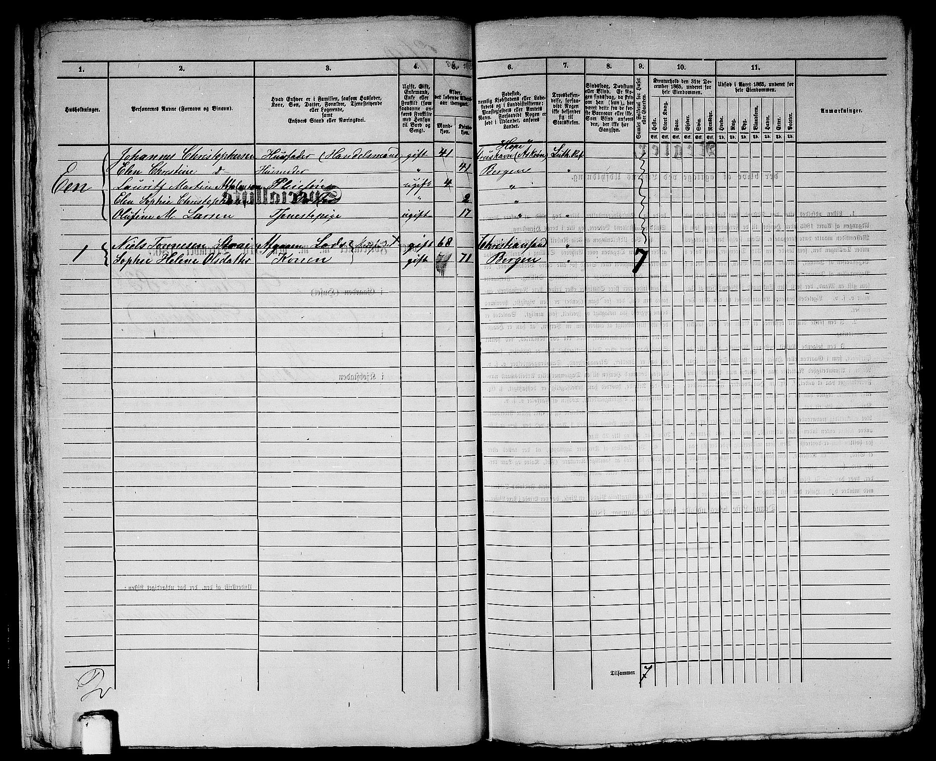 RA, 1865 census for Bergen, 1865, p. 1586