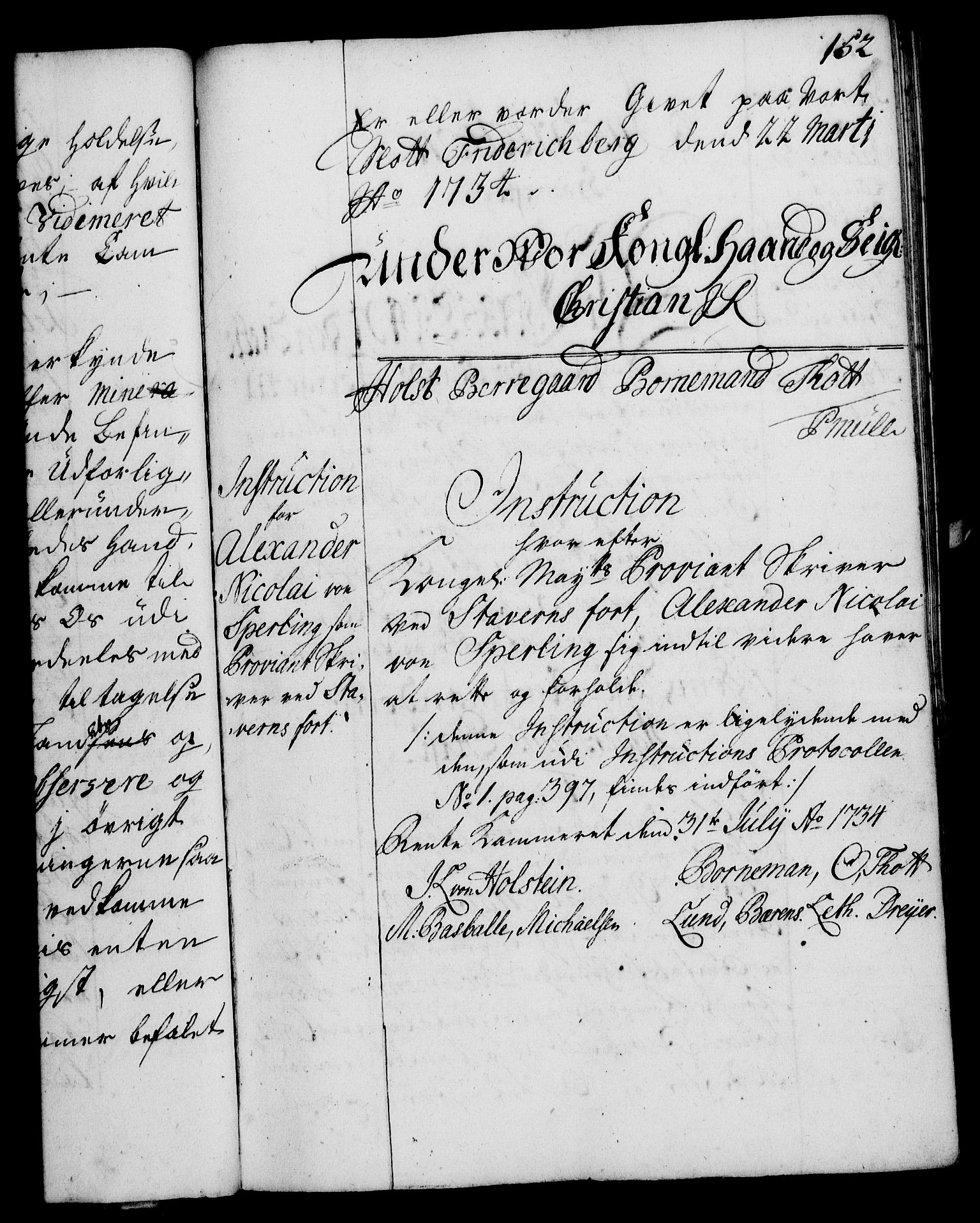 Rentekammeret, Kammerkanselliet, RA/EA-3111/G/Gg/Ggi/L0002: Norsk instruksjonsprotokoll med register (merket RK 53.35), 1729-1751, p. 152